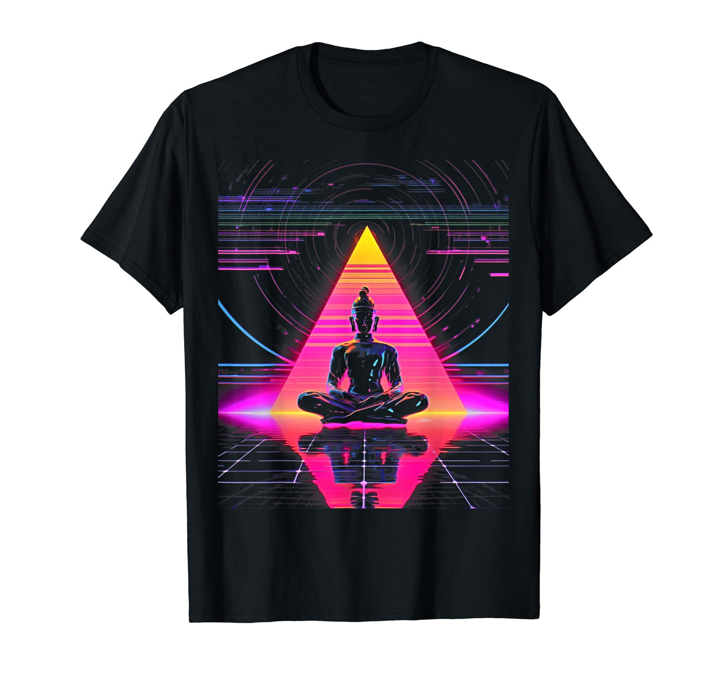 Synthwave Buddha Alien Cyberpunk 80S T-Shirt - Unique Graphic for Adults - T-Shirt, Sweatshirt, Hoodie
