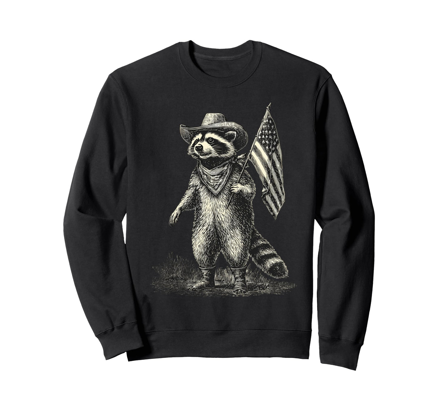 Raccoon Cowboy Rodeo Cowgirl Western Sweatshirt - Unique Graphic Men Women - T-Shirt, Sweatshirt, Hoodie