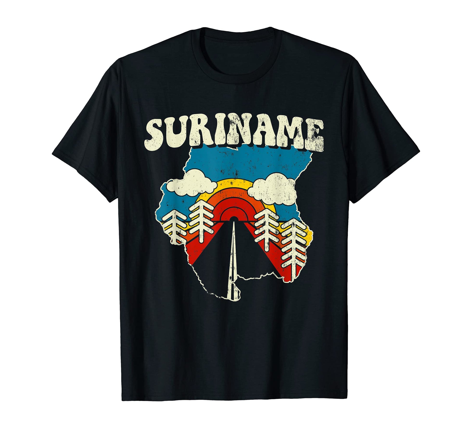 Surinam Surinamese Country Rainbow 70S T-Shirt - Trendy Graphic for Adults - T-Shirt, Sweatshirt, Hoodie