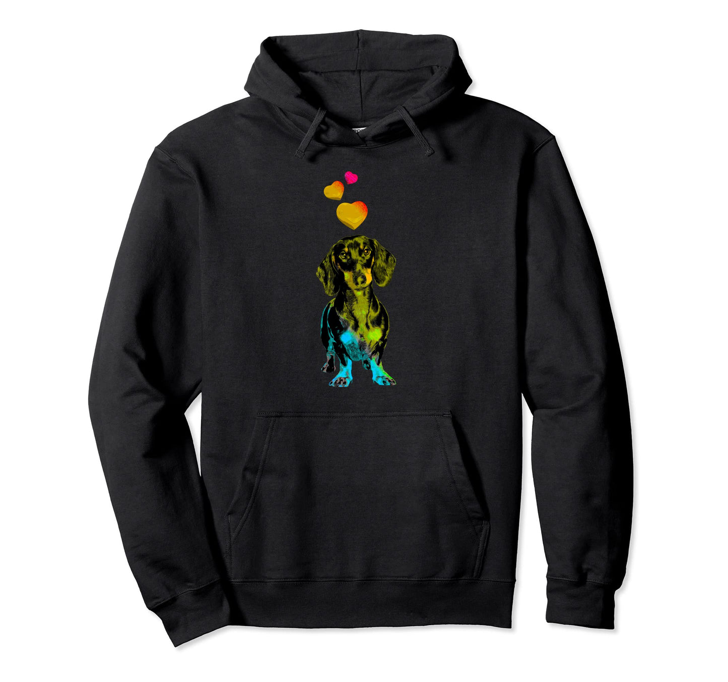 Rainbow Color Dachshund Dog Hearts Colorful Hoodie - Novelty Apparel Unisex - T-Shirt, Sweatshirt, Hoodie