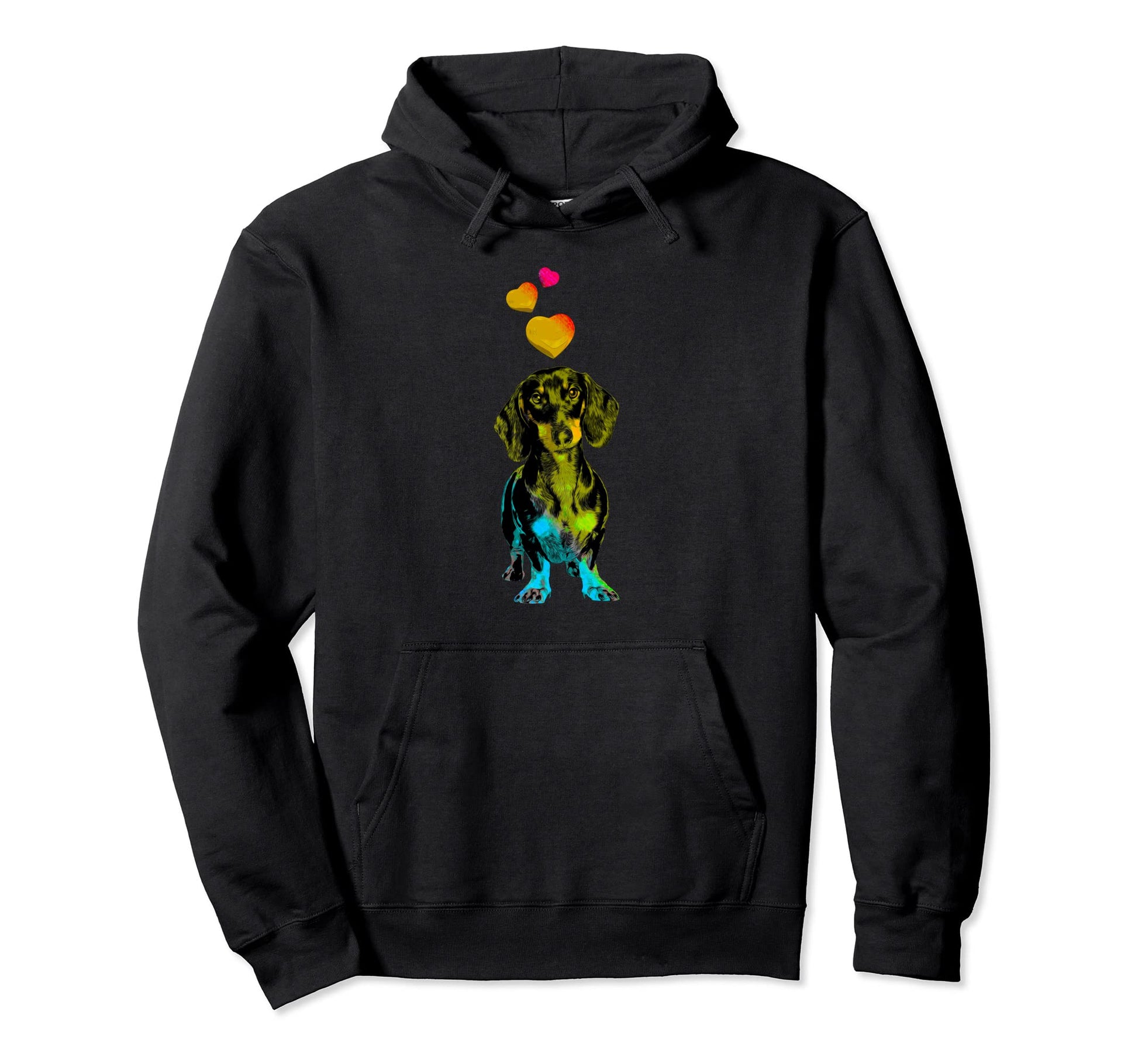 Rainbow Color Dachshund Dog Hearts Colorful Hoodie - Novelty Apparel Unisex - T-Shirt, Sweatshirt, Hoodie