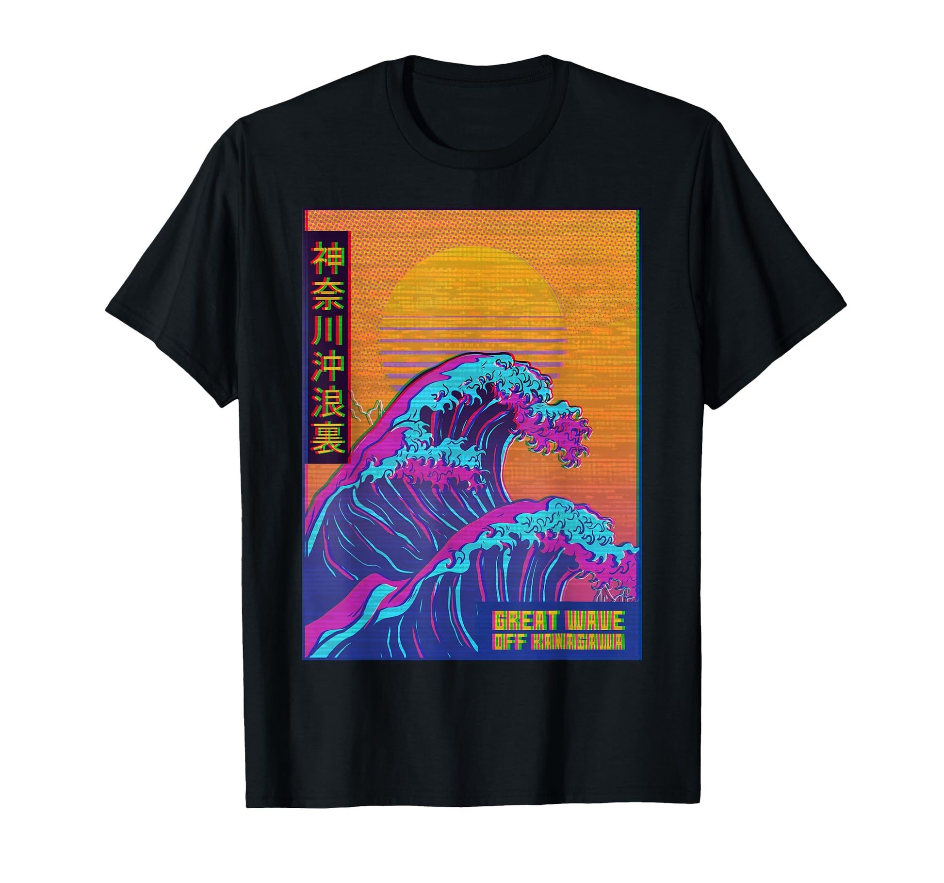 Great Wave Off Kanagawa Vaporwave T-Shirt - Fun Novelty Design Unisex - T-Shirt, Sweatshirt, Hoodie
