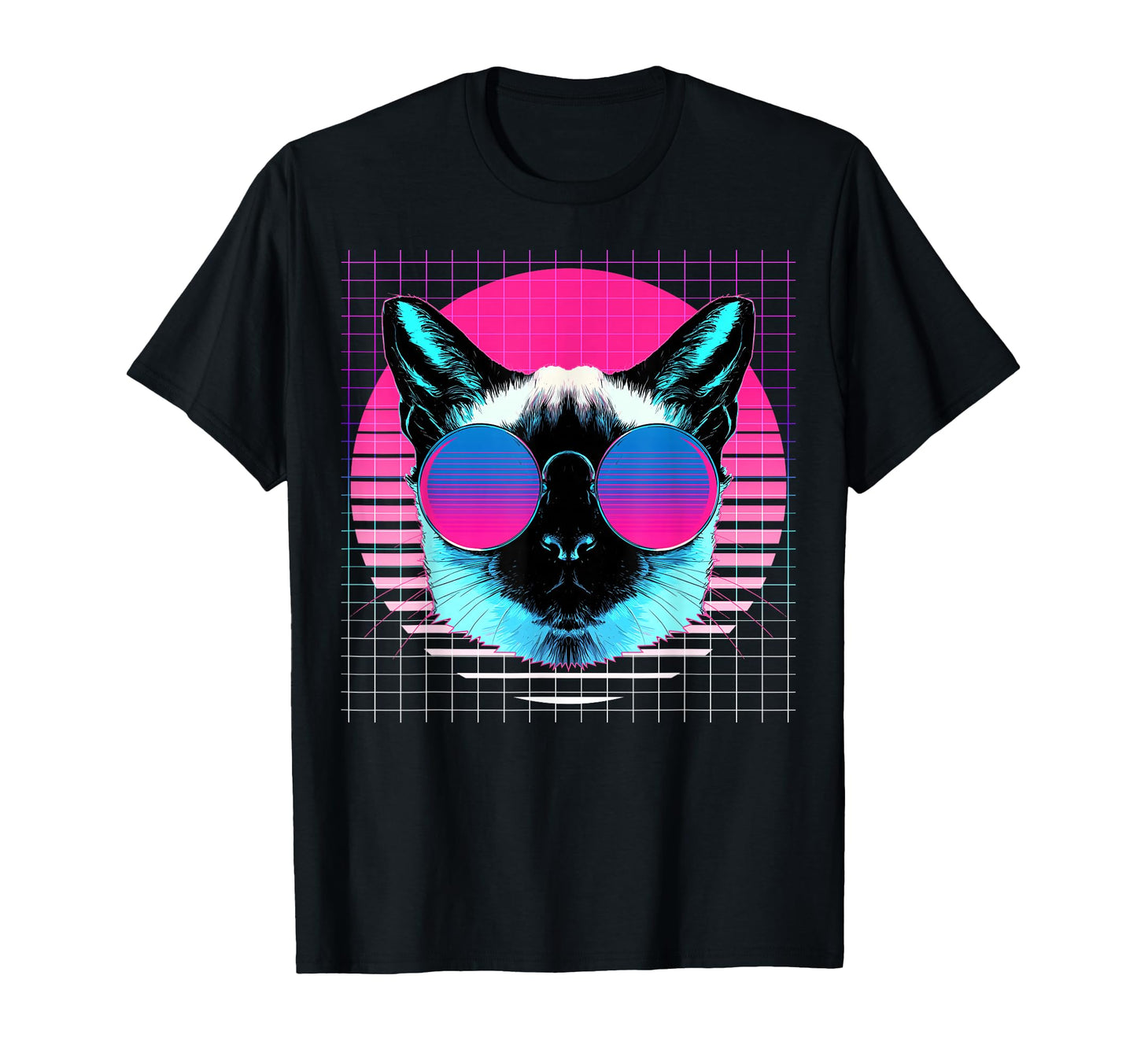Siamese Cat Sunglasses Vaporwave T-Shirt - Graphic Print for Adults - T-Shirt, Sweatshirt, Hoodie