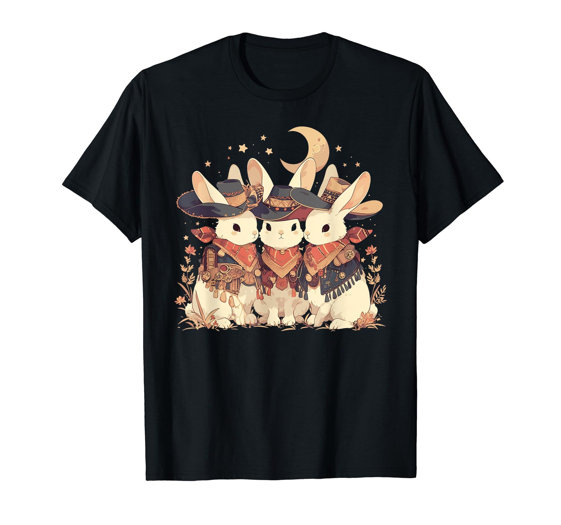 Rabbit Howling Moon Cowboy Funny T-Shirt - Novelty Apparel Men Women - T-Shirt, Sweatshirt, Hoodie
