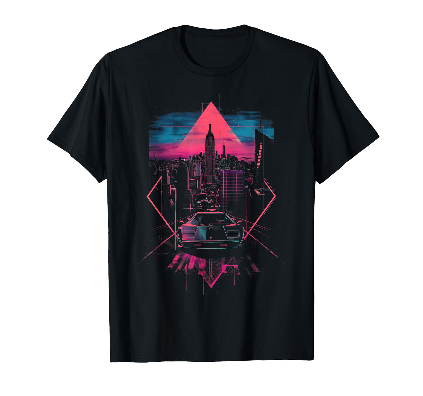 City Skyline 1980S 1990S Car Retrowave T-Shirt - Trendy Graphic Unisex - T-Shirt, Sweatshirt, Hoodie