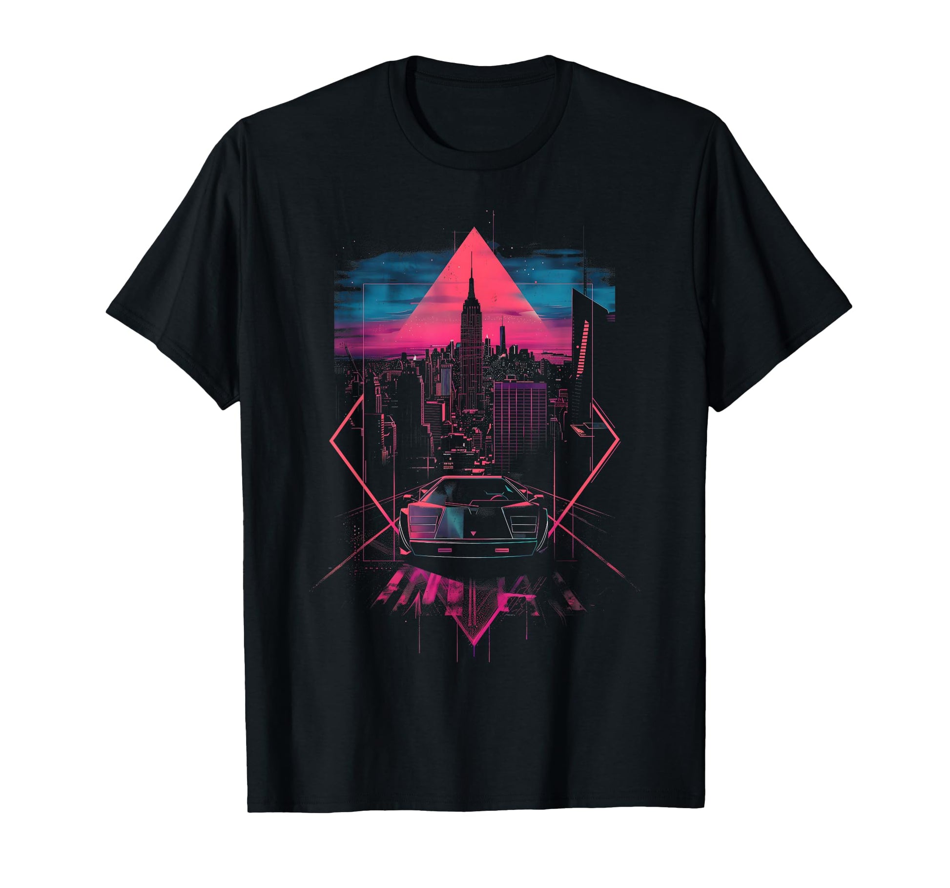 City Skyline 1980S 1990S Car Retrowave T-Shirt - Trendy Graphic Unisex - T-Shirt, Sweatshirt, Hoodie