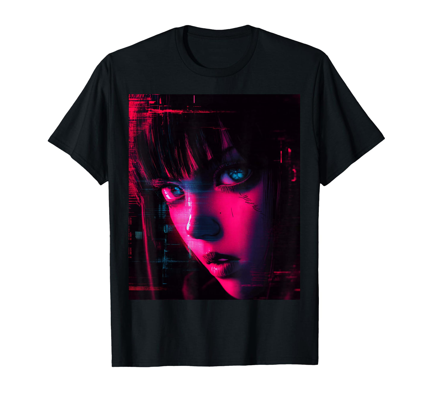 Futuristic Anime Otaku Aesthetic Gitch T-Shirt - Unique Graphic for Adults - T-Shirt, Sweatshirt, Hoodie