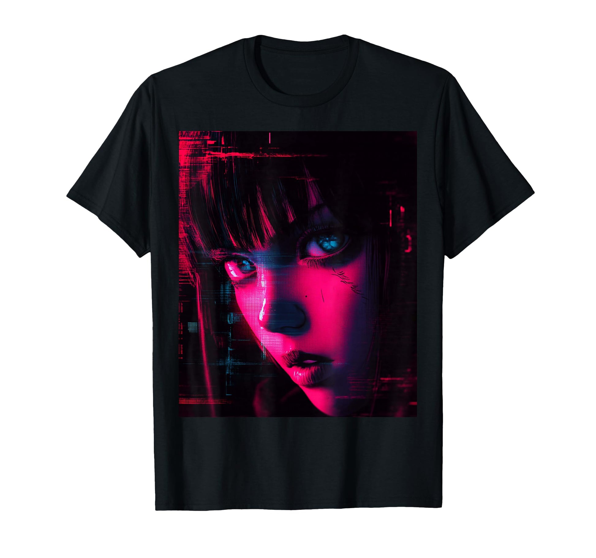 Futuristic Anime Otaku Aesthetic Gitch T-Shirt - Unique Graphic for Adults - T-Shirt, Sweatshirt, Hoodie