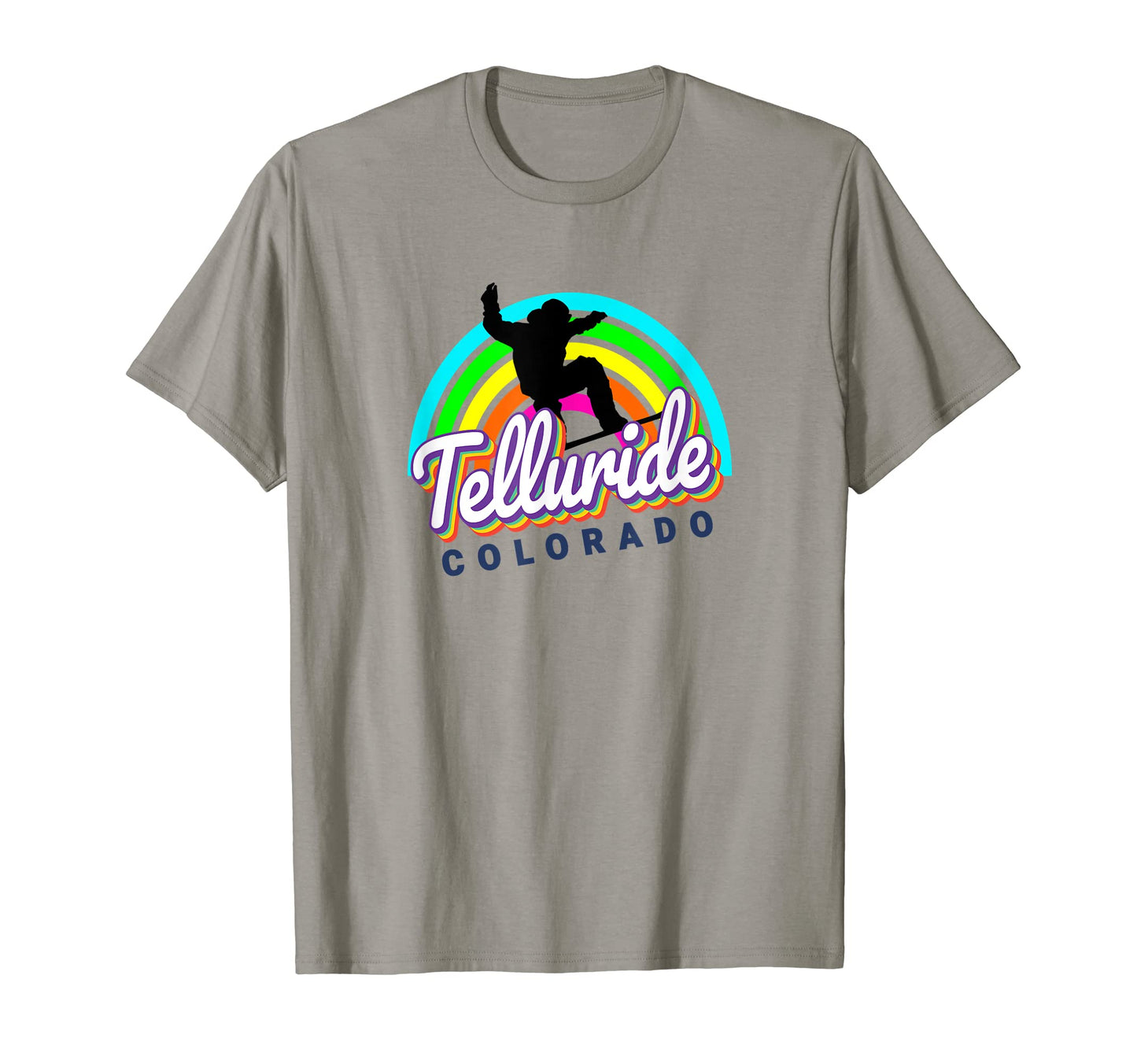 Telluride 80S Rainbow Snowboarder T-Shirt - Trendy Graphic Unisex - T-Shirt, Sweatshirt, Hoodie