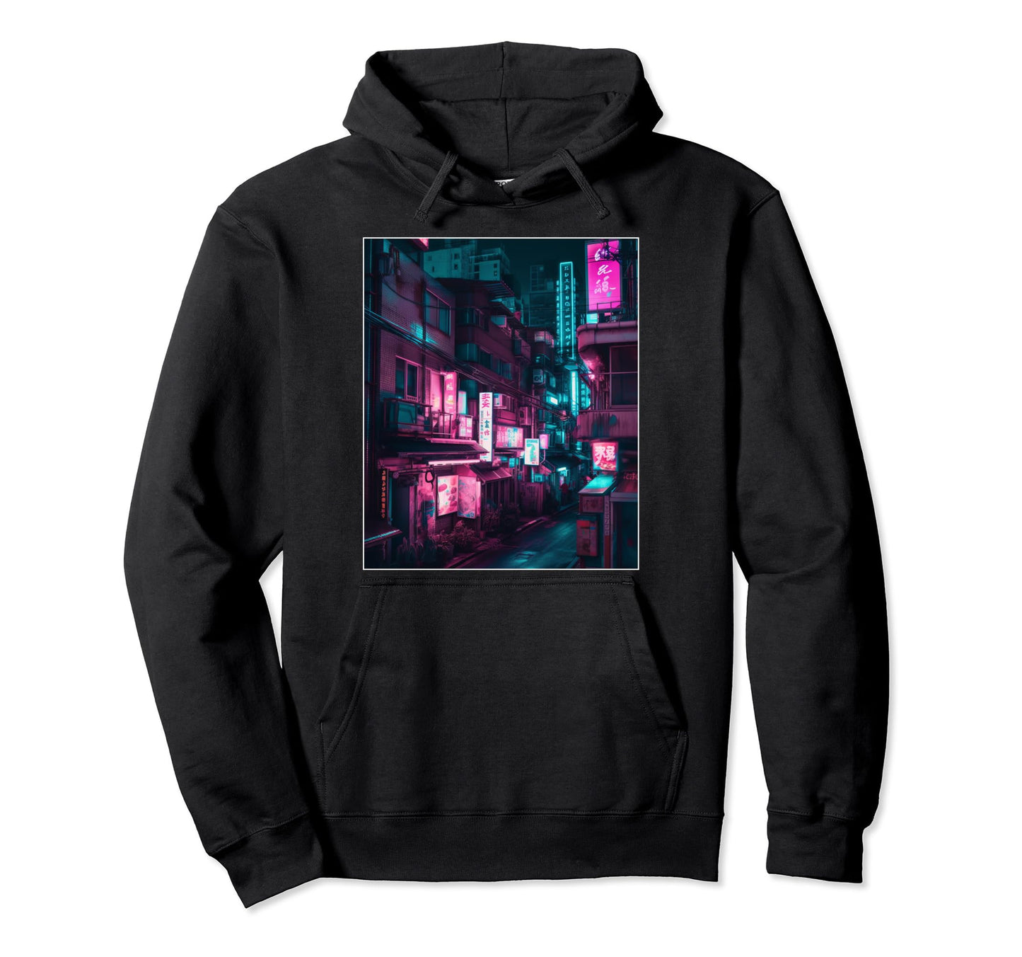 Streets Tokyo Japan Night Scene Hoodie - Custom Art Print Men Women - T-Shirt, Sweatshirt, Hoodie