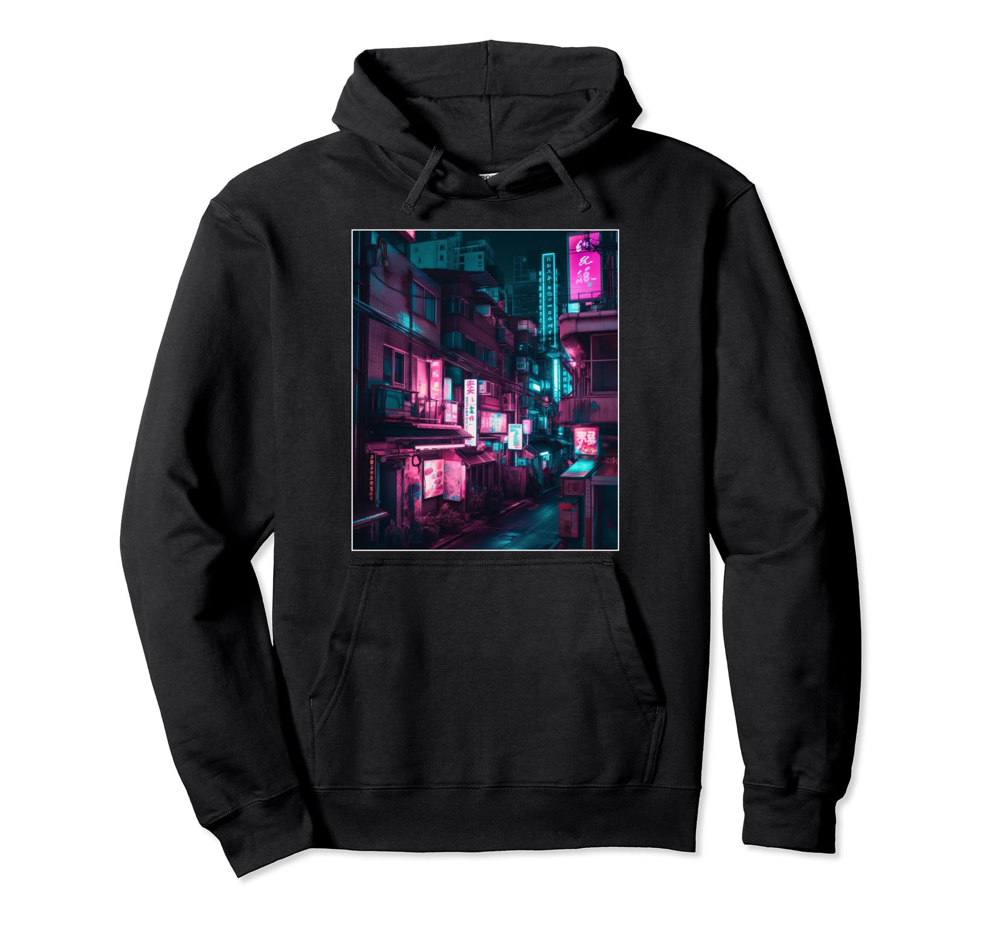 Streets Tokyo Japan Night Scene Hoodie - Custom Art Print Men Women - T-Shirt, Sweatshirt, Hoodie