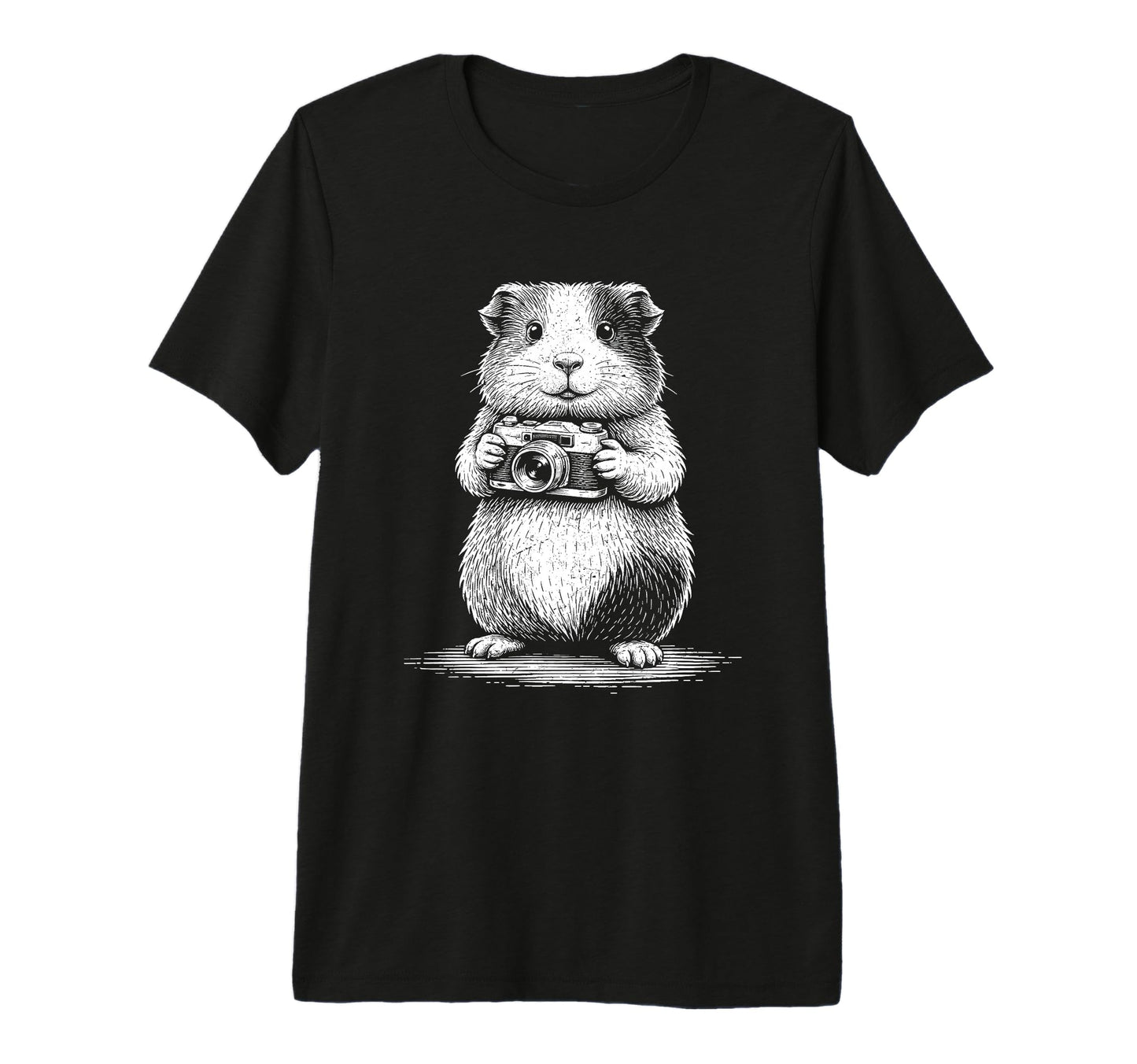 Guinea Pig Photographer Camera Engraving T-Shirt - Minimalist Print Unisex - T-Shirt, Sweatshirt, Hoodie