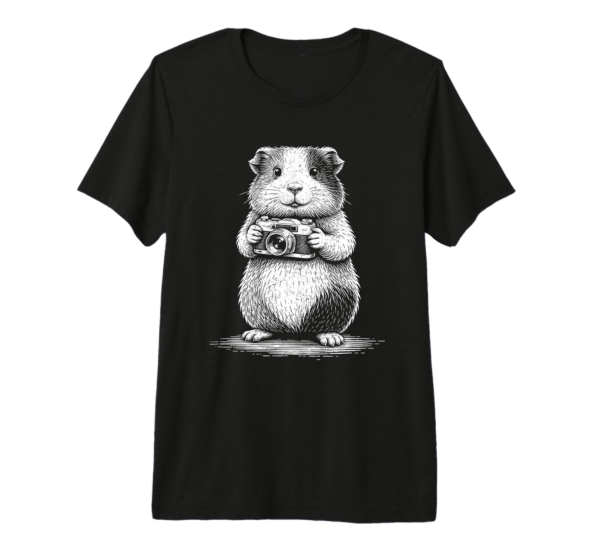 Guinea Pig Photographer Camera Engraving T-Shirt - Minimalist Print Unisex - T-Shirt, Sweatshirt, Hoodie