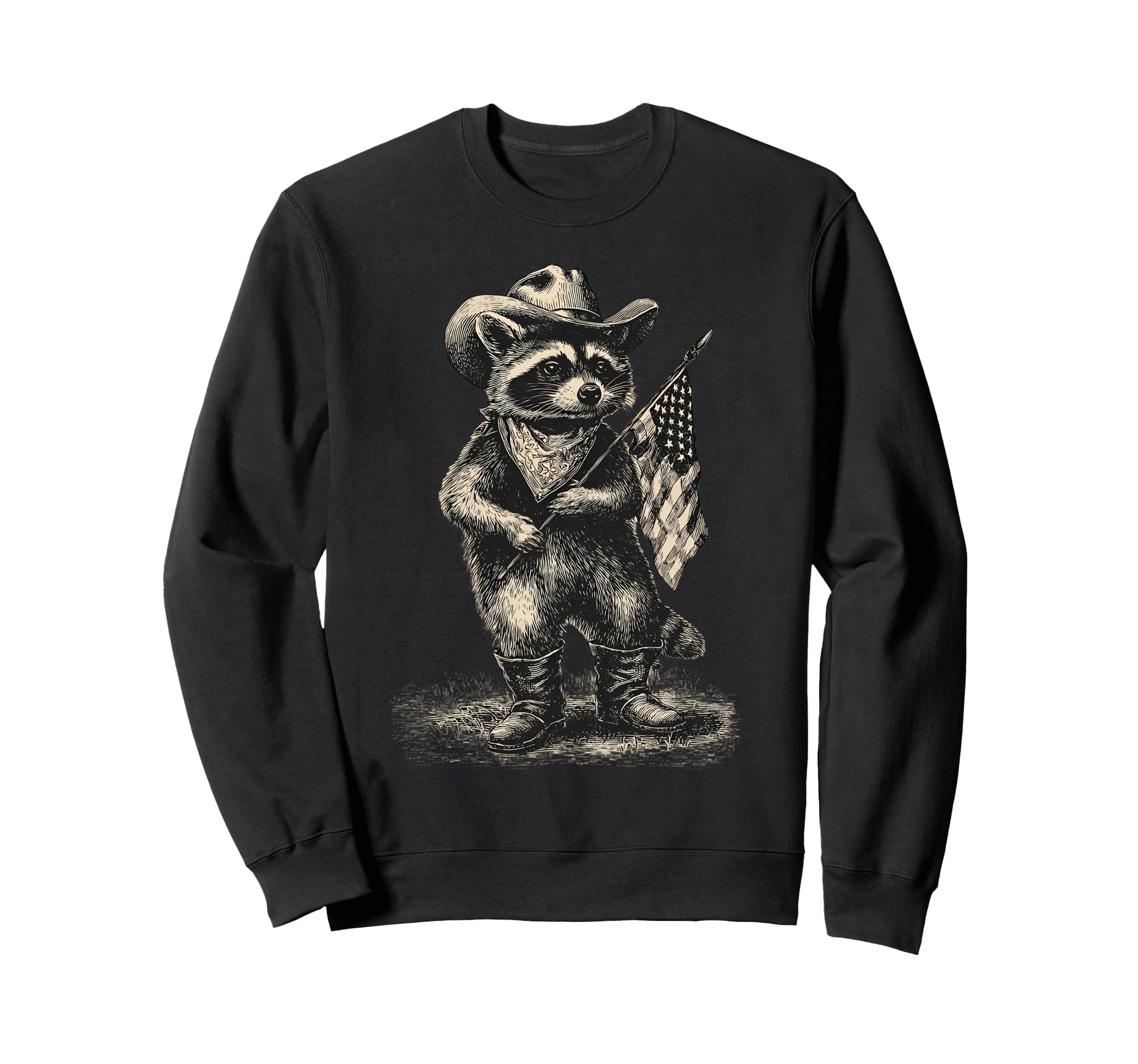 Raccoon Cowboy Rodeo Cowgirl Sweatshirt - Minimalist Print for Adults - T-Shirt, Sweatshirt, Hoodie