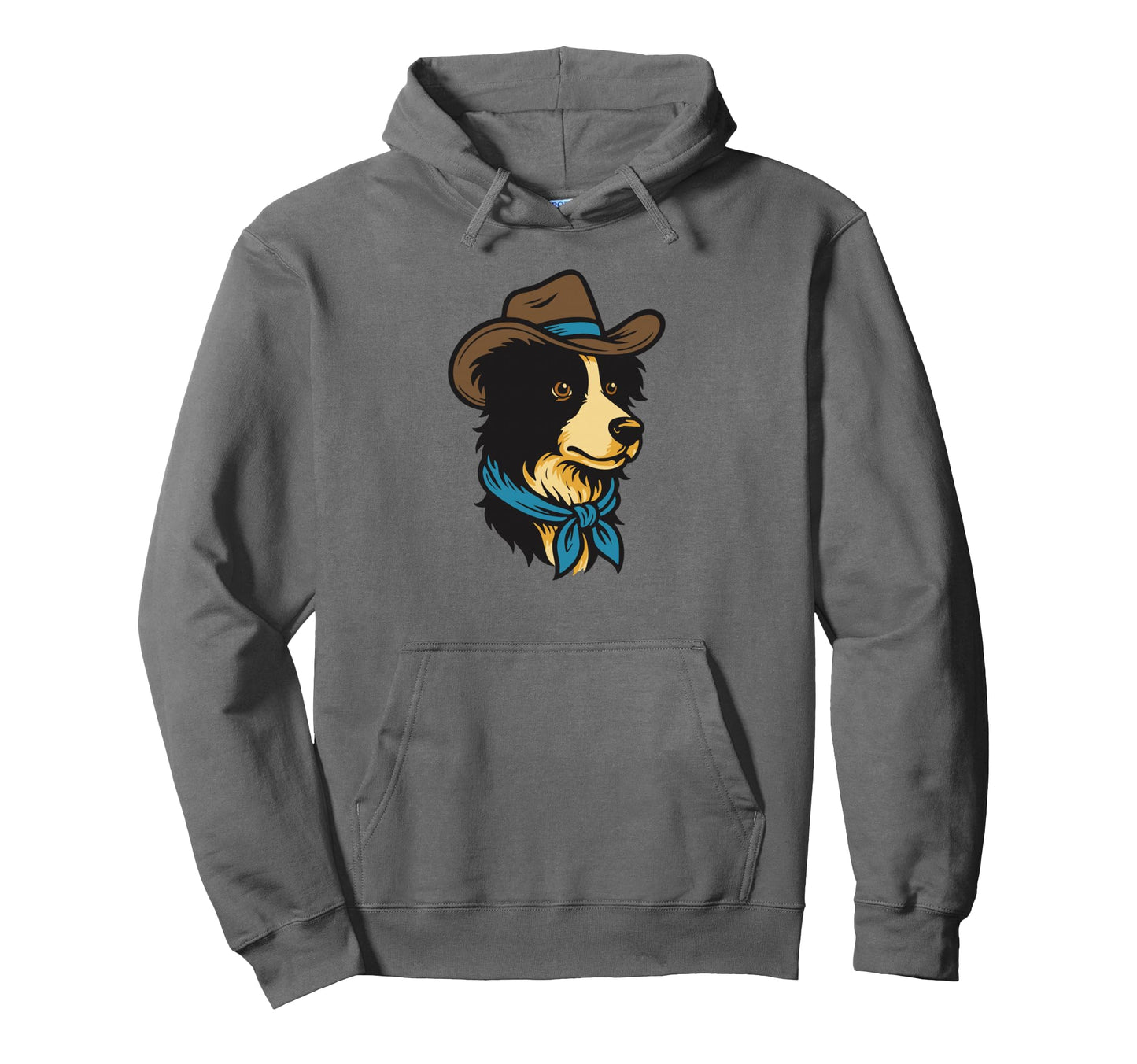 Funny Cowboy Border Collie Drawing Hoodie - Custom Art Print Men Women - T-Shirt, Sweatshirt, Hoodie