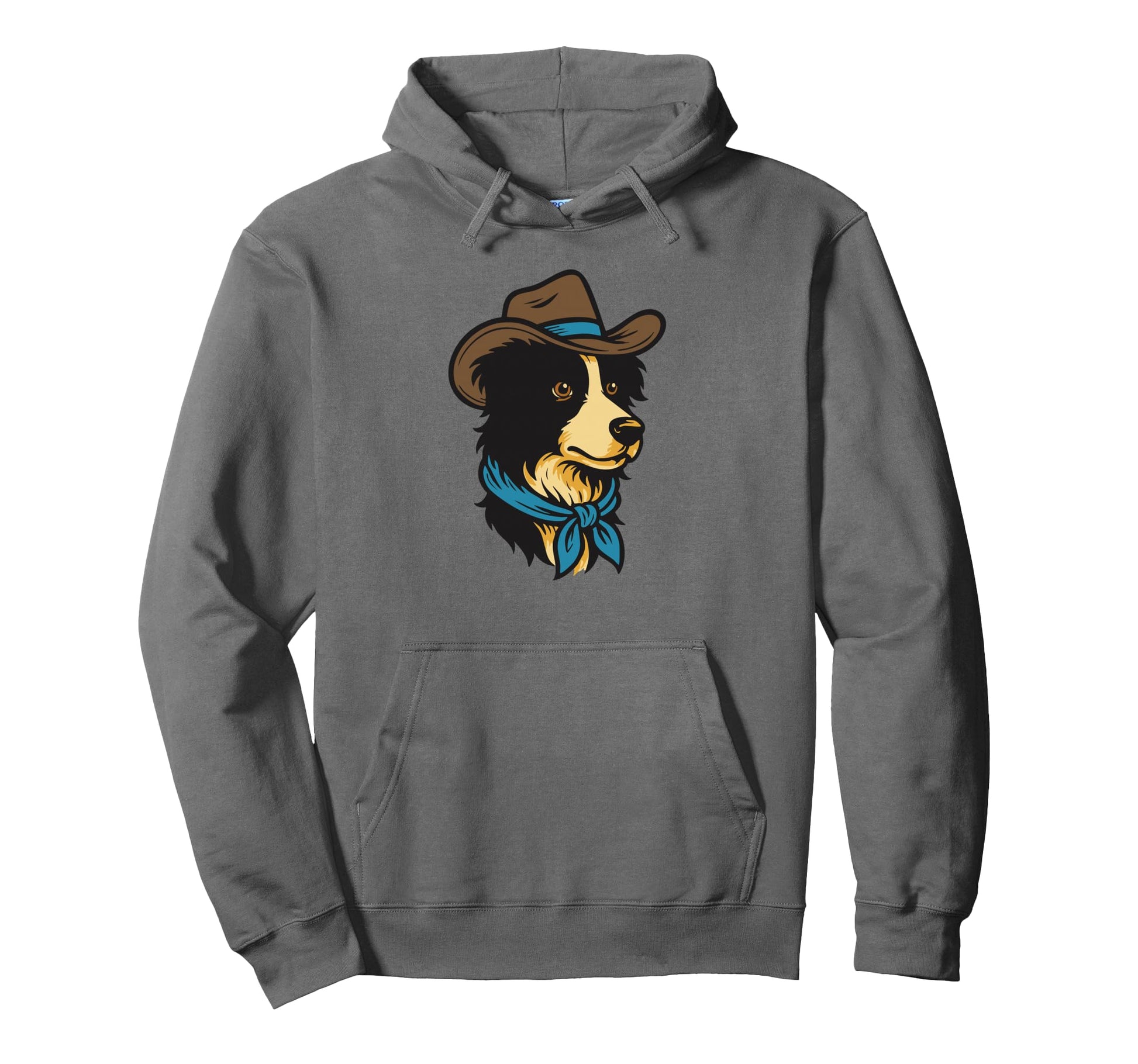 Funny Cowboy Border Collie Drawing Hoodie - Custom Art Print Men Women - T-Shirt, Sweatshirt, Hoodie