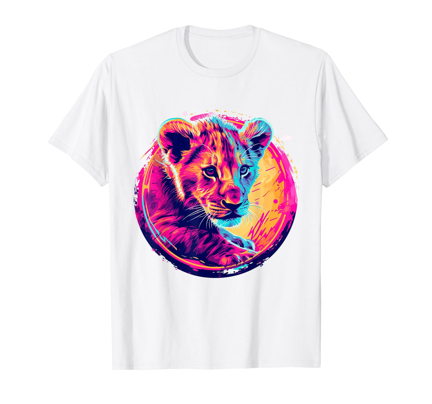 Lion 80S Synthwave And Neon Colors Hoodie - Fun Novelty Design Unisex - T-Shirt, Sweatshirt, Hoodie
