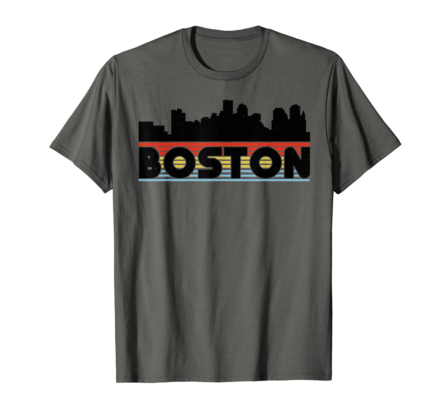 Boston Rainbow Striped City T-Shirt - Streetwear Style for Adults - T-Shirt, Sweatshirt, Hoodie