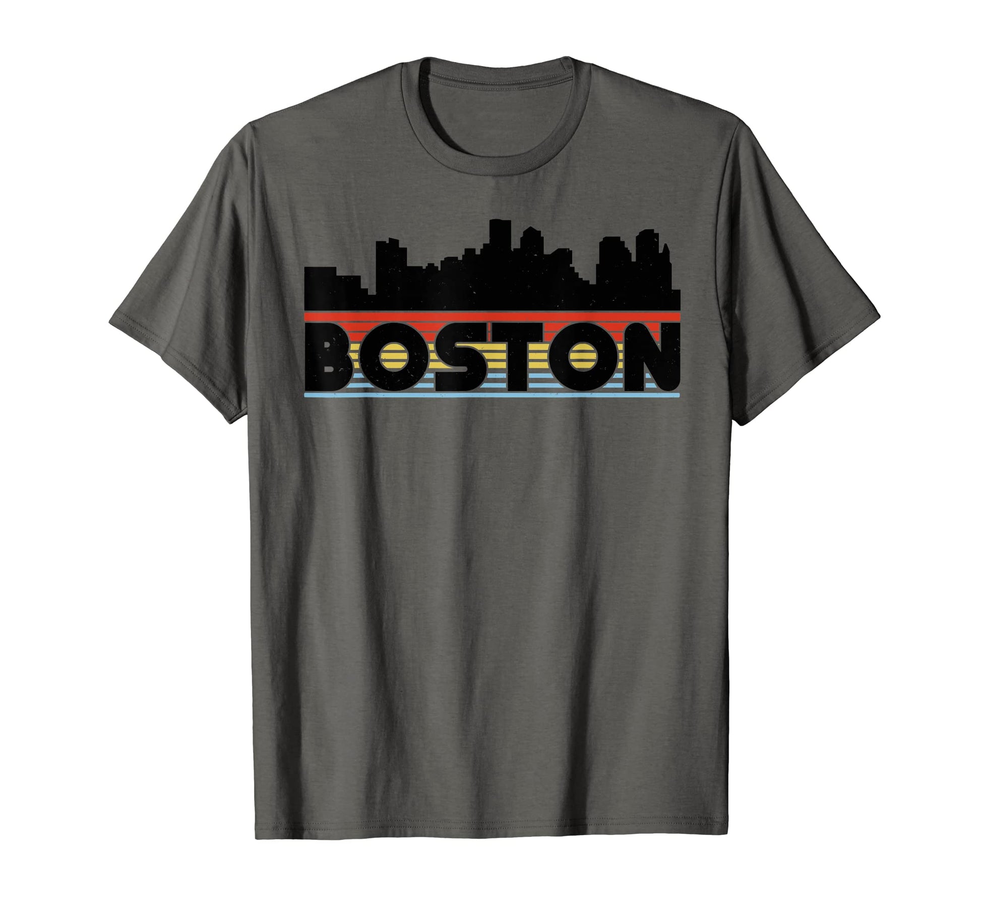 Boston Rainbow Striped City T-Shirt - Streetwear Style for Adults - T-Shirt, Sweatshirt, Hoodie