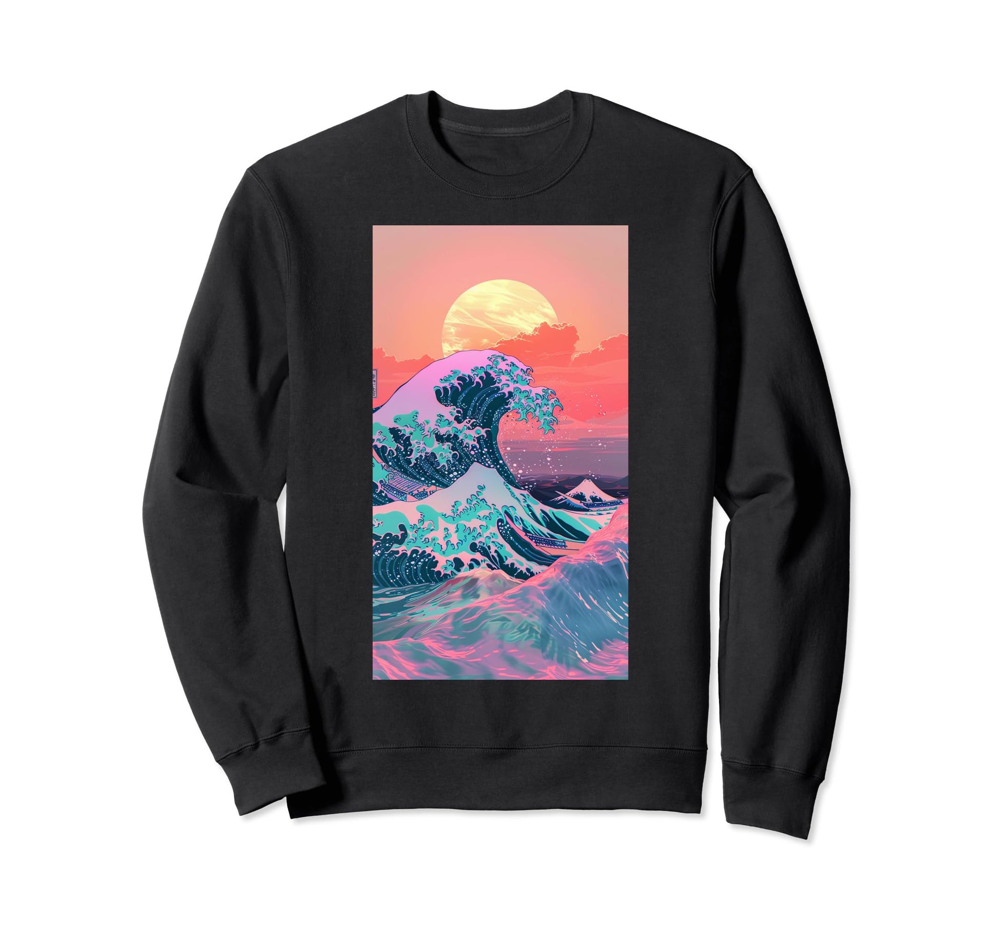 Vaporwave Aesthetic Great Ocean Wave Sweatshirt - Aesthetic Graphic Unisex - T-Shirt, Sweatshirt, Hoodie
