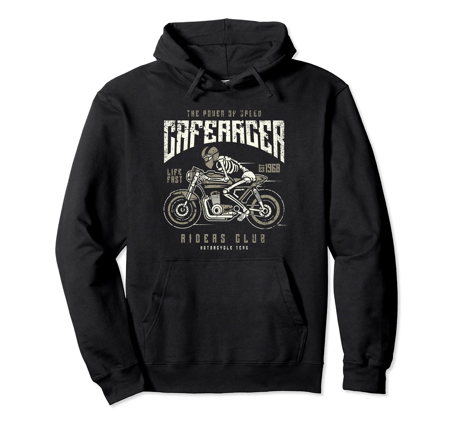 Cafe Racer Motorcycle Race Hoodie - Fun Novelty Design Men Women - T-Shirt, Sweatshirt, Hoodie