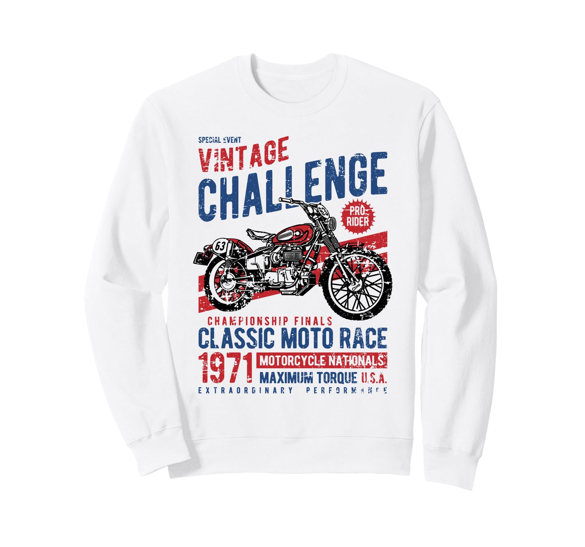 Challenge Motorcycle Race Distressed Sweatshirt - Graphic Print Unisex - T-Shirt, Sweatshirt, Hoodie
