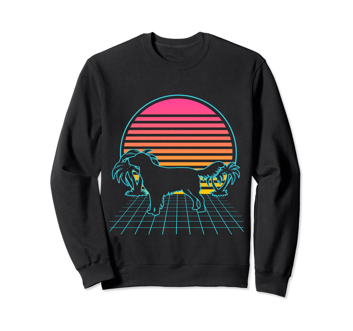 Flat Coated Retriever Dog 80S Sweatshirt - Custom Art Print Unisex - T-Shirt, Sweatshirt, Hoodie