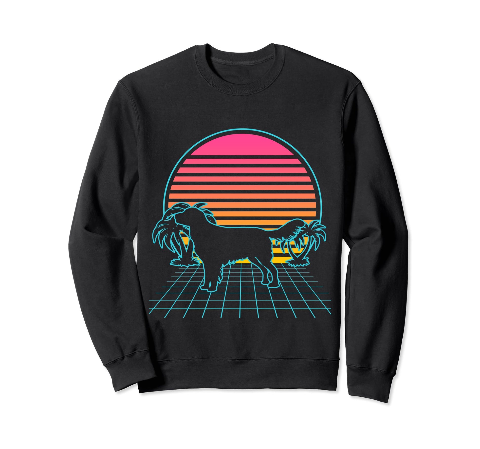 Flat Coated Retriever Dog 80S Sweatshirt - Custom Art Print Unisex - T-Shirt, Sweatshirt, Hoodie