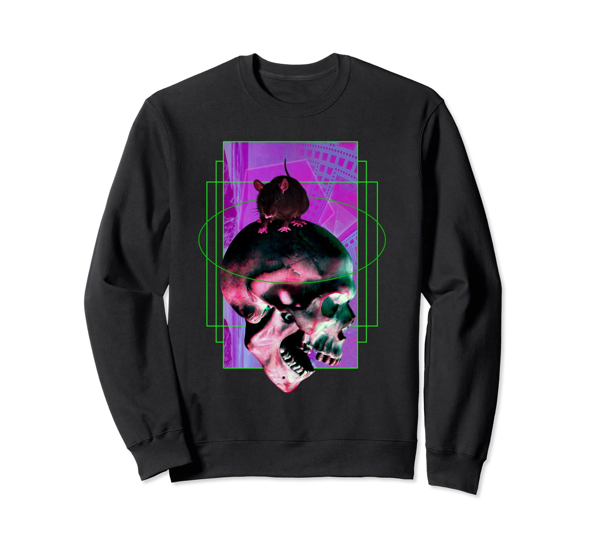 Vaporwave Skull Rat Halloween Sweatshirt - Aesthetic Graphic Men Women - T-Shirt, Sweatshirt, Hoodie