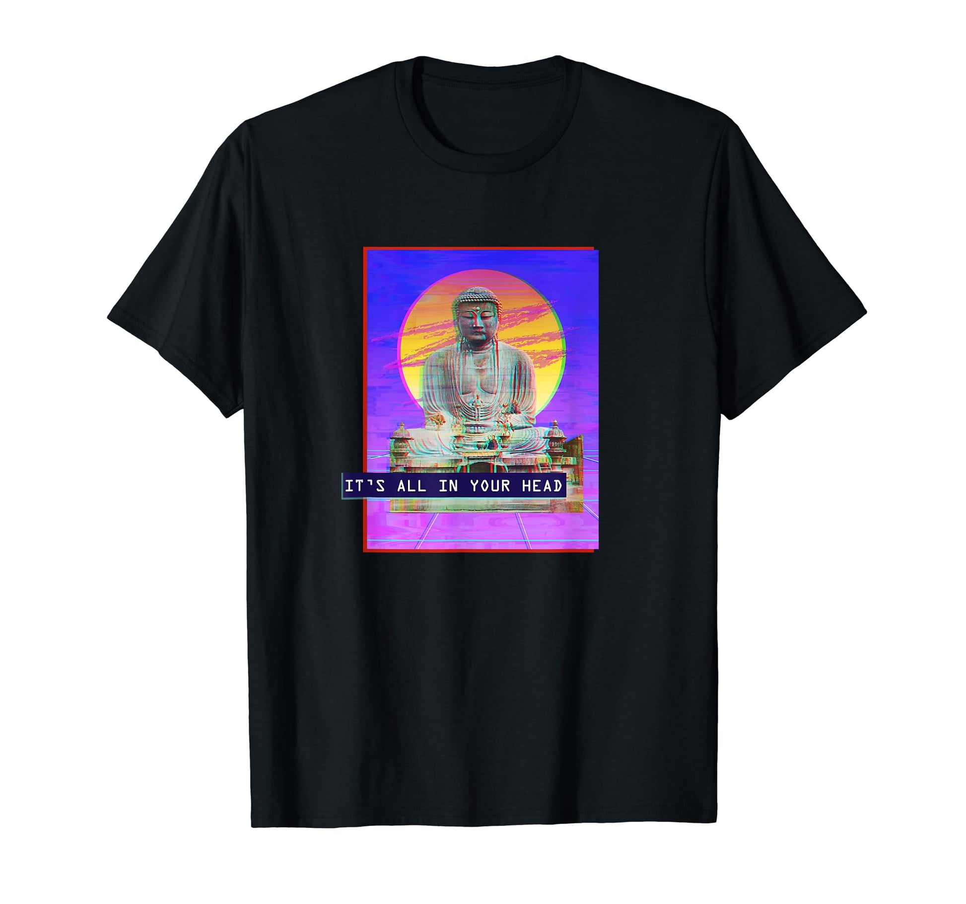 Vaporwave Aesthetic Synthwave Buddha T-Shirt - Custom Art Print for Adults - T-Shirt, Sweatshirt, Hoodie