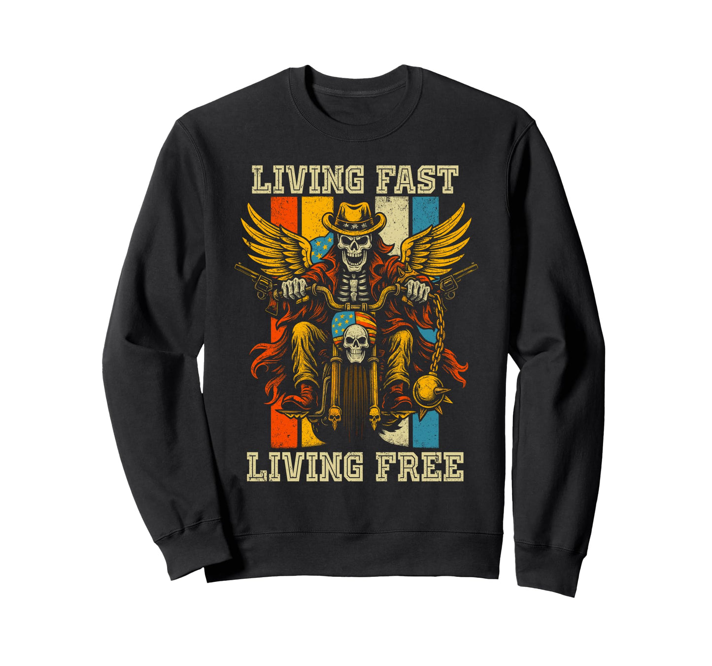 Living Fast Free Motorcycle Biker Sweatshirt - Custom Art Print Unisex - T-Shirt, Sweatshirt, Hoodie