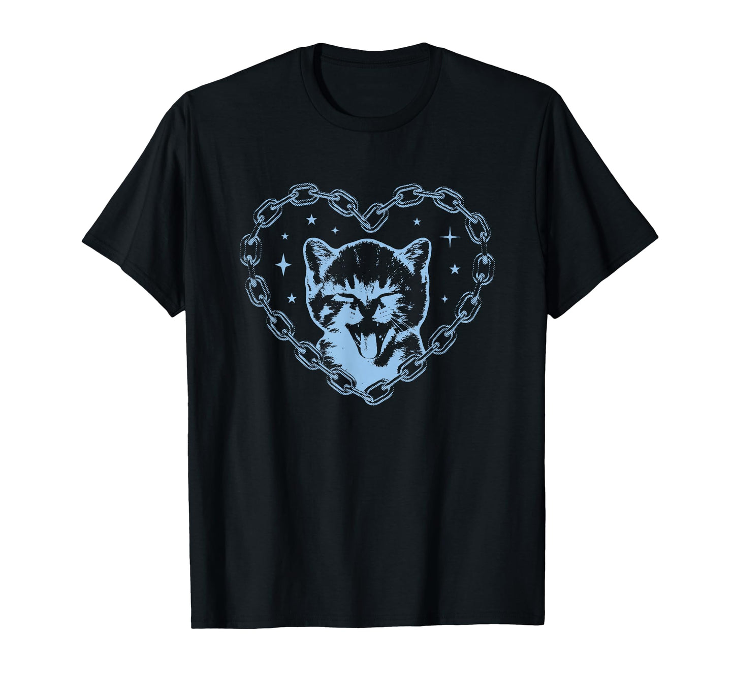 Y2K Cat Chain Heart Emo Goth 90S 2000S T-Shirt - Graphic Print for Adults - T-Shirt, Sweatshirt, Hoodie
