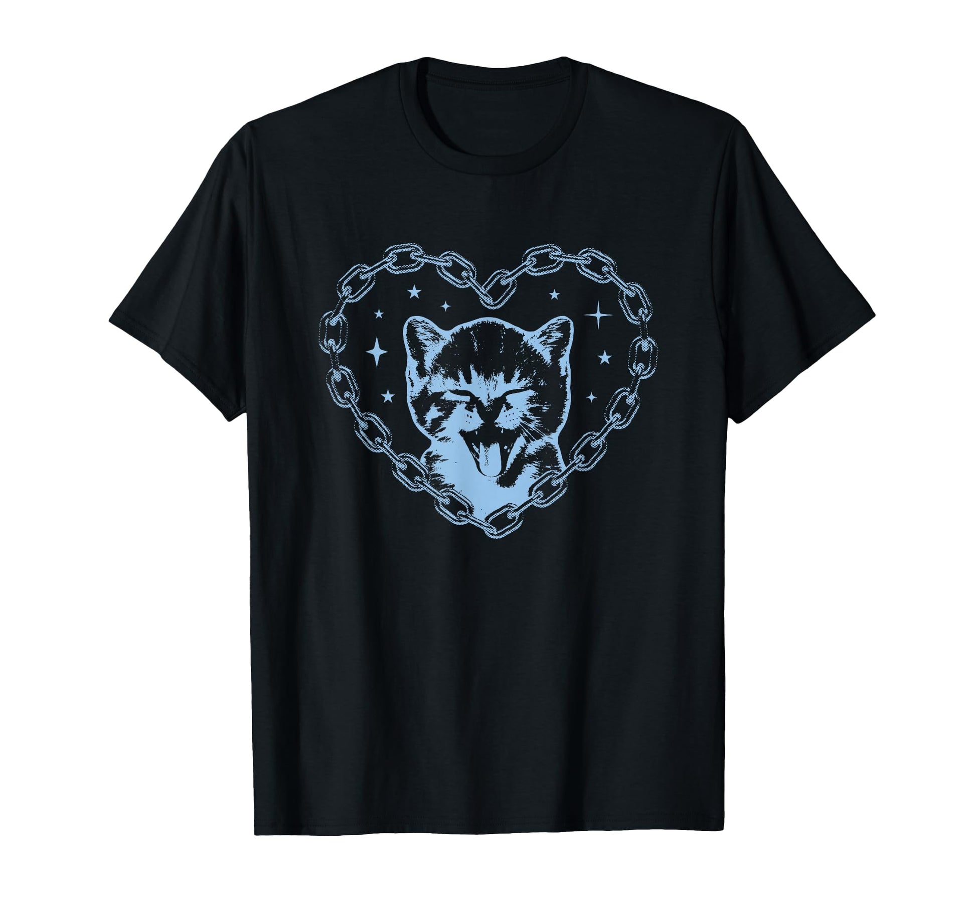Y2K Cat Chain Heart Emo Goth 90S 2000S T-Shirt - Graphic Print for Adults - T-Shirt, Sweatshirt, Hoodie