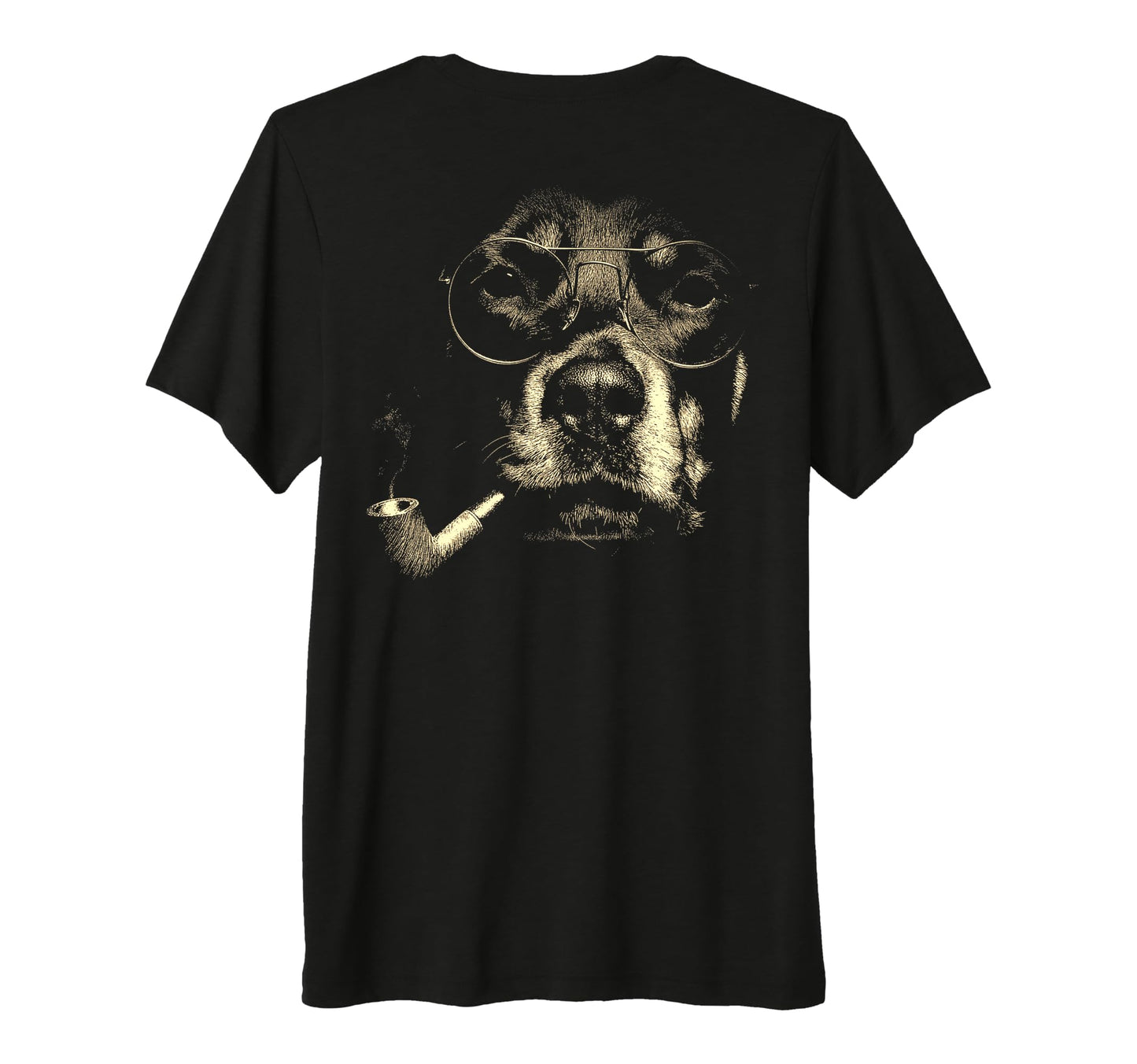 Rottweiler Glasses Smoking Pipe Grunge T-Shirt - Trendy Graphic Unisex - T-Shirt, Sweatshirt, Hoodie