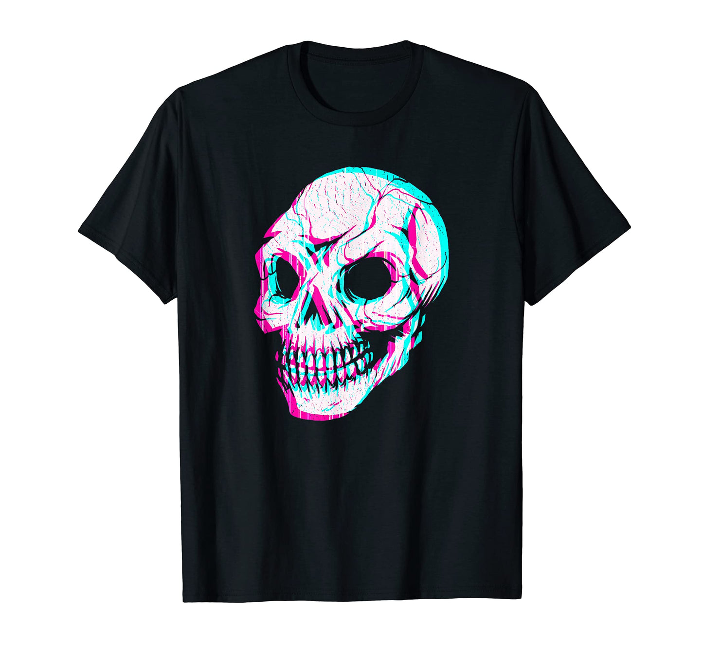 Aesthetic Rave Skull Glitch Pastel Goth T-Shirt - Graphic Print for Adults - T-Shirt, Sweatshirt, Hoodie