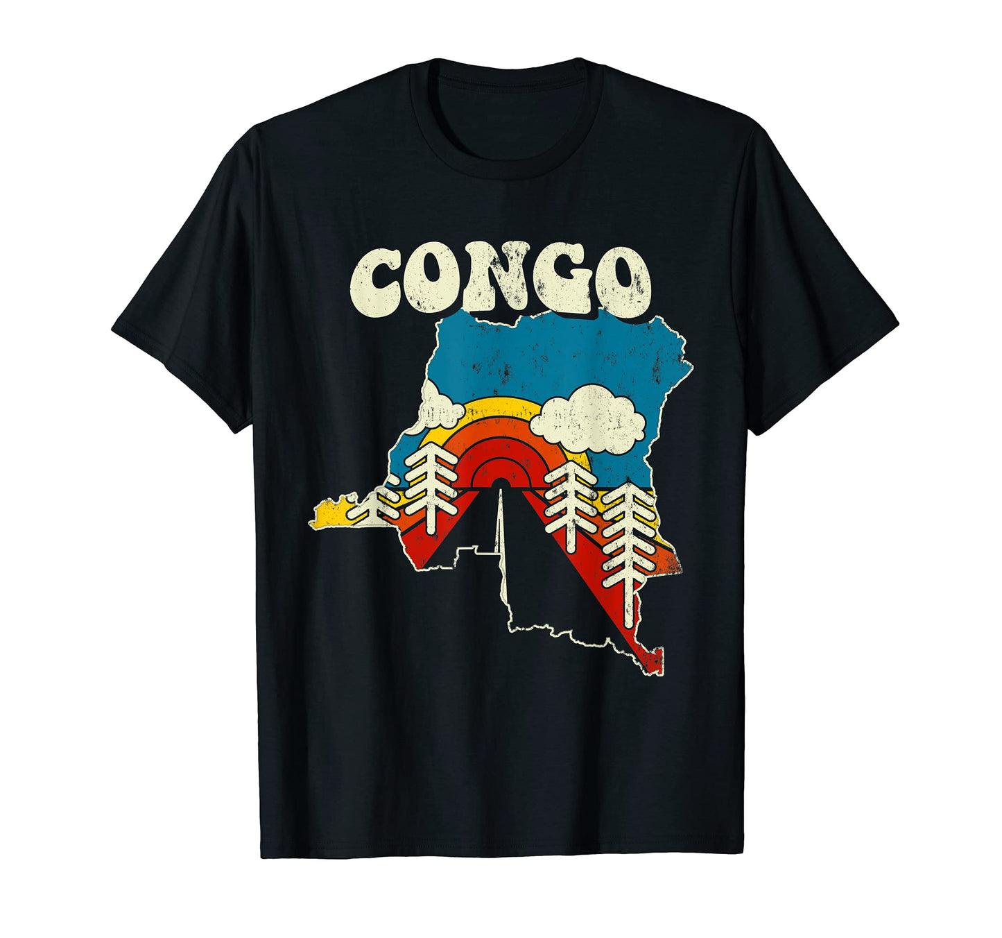 Dr Congo Congolese Country Rainbow 70S T-Shirt - Custom Art Print Unisex - T-Shirt, Sweatshirt, Hoodie