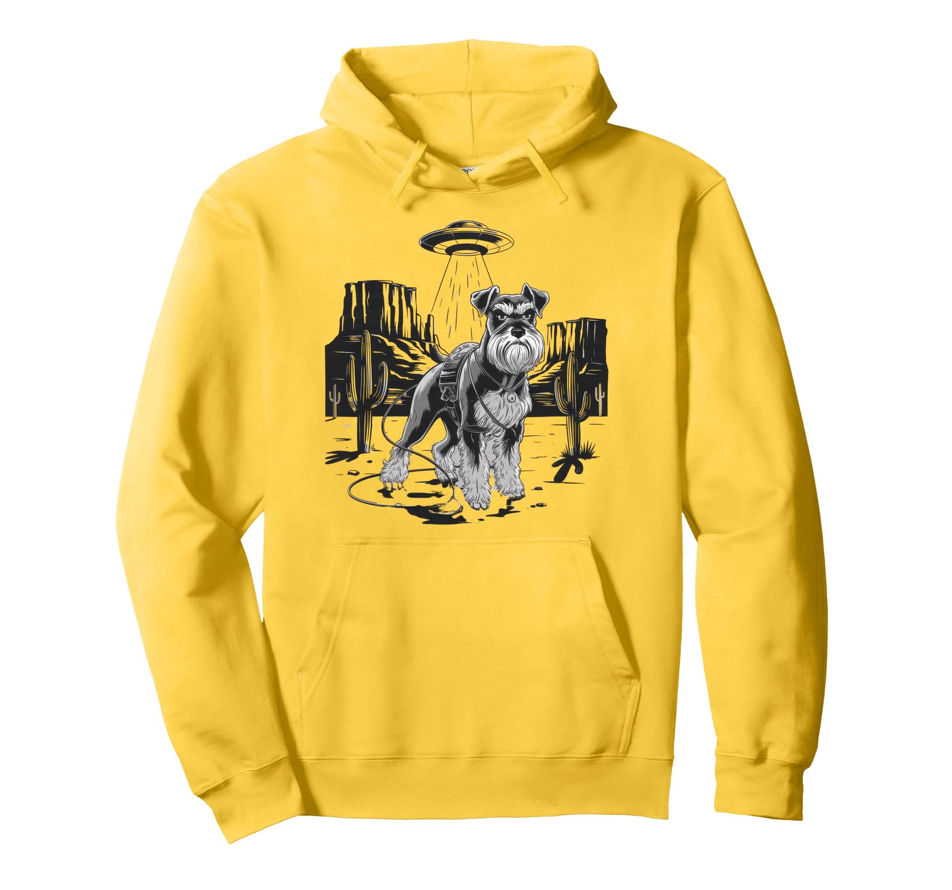 Schnauzer Schnauzer Ufo Western Hoodie - Custom Art Print Men Women - T-Shirt, Sweatshirt, Hoodie