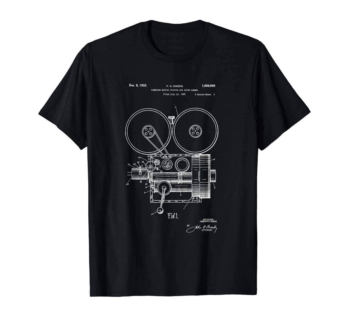 Movie Camera Patent Blueprint T-Shirt - Custom Art Print for Adults - T-Shirt, Sweatshirt, Hoodie
