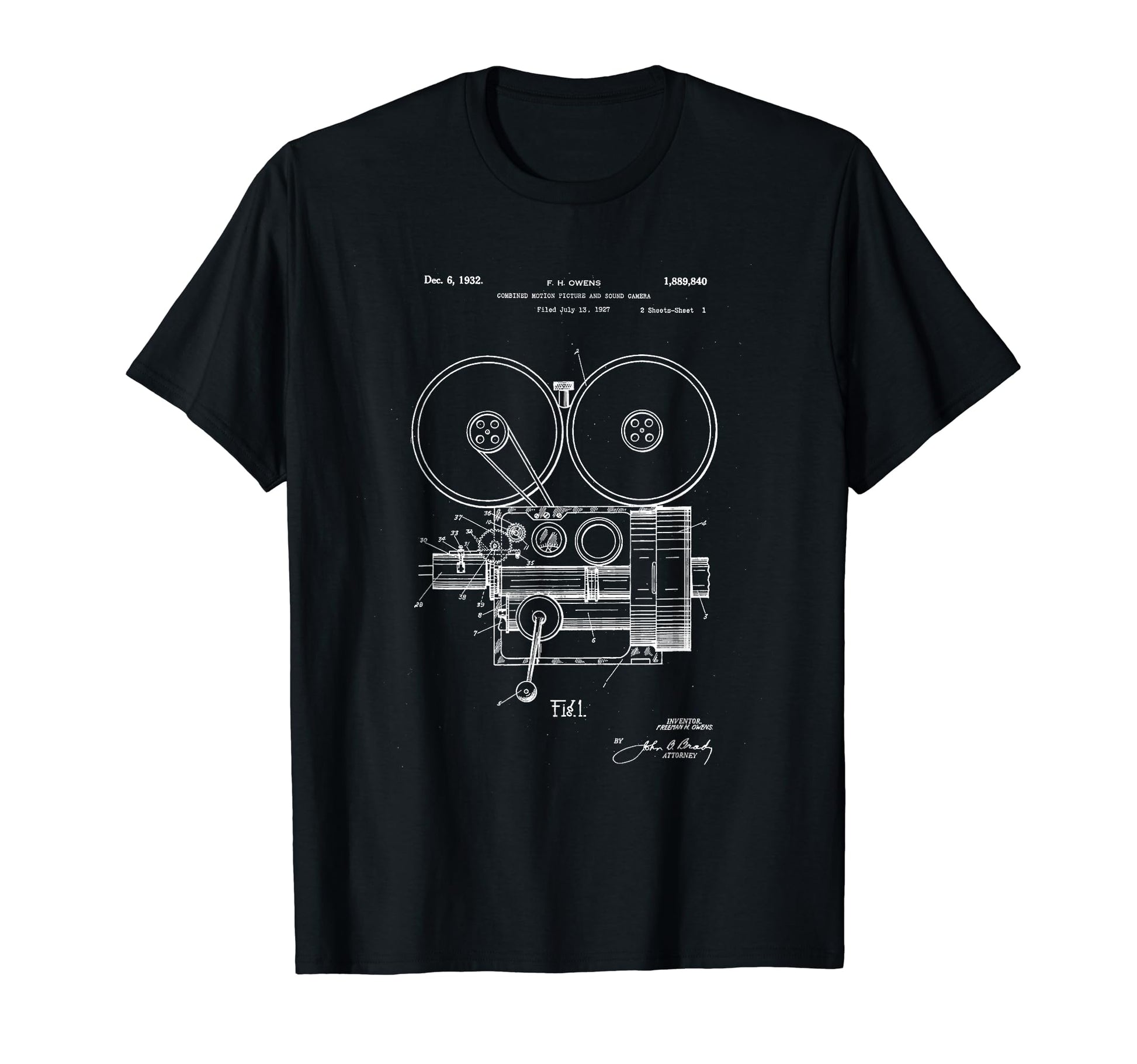 Movie Camera Patent Blueprint T-Shirt - Custom Art Print for Adults - T-Shirt, Sweatshirt, Hoodie