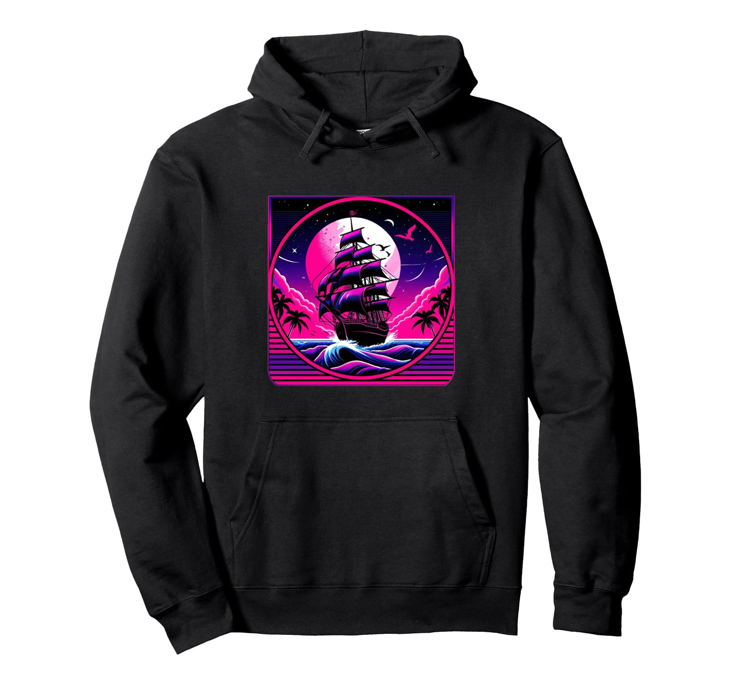 Pirate Ship Vaporwave Aesthetic Hoodie - Aesthetic Graphic Men Women - T-Shirt, Sweatshirt, Hoodie