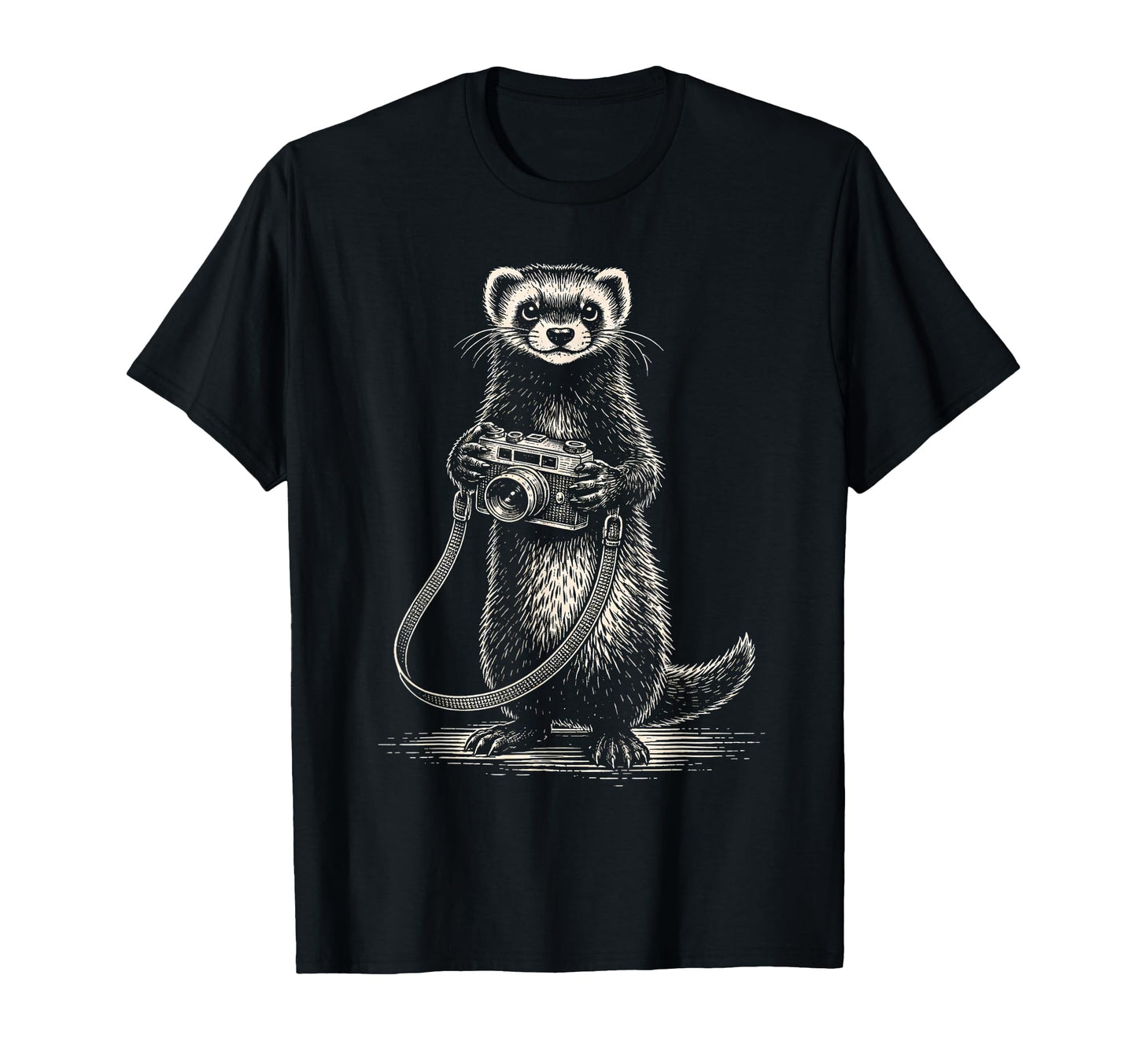 Ferret Photographer Camera T-Shirt - Minimalist Print Men Women - T-Shirt, Sweatshirt, Hoodie