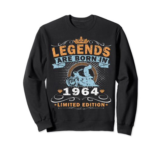 1964 Biker Motorcycle 60 Years Sweatshirt - Graphic Print Men Women - T-Shirt, Sweatshirt, Hoodie