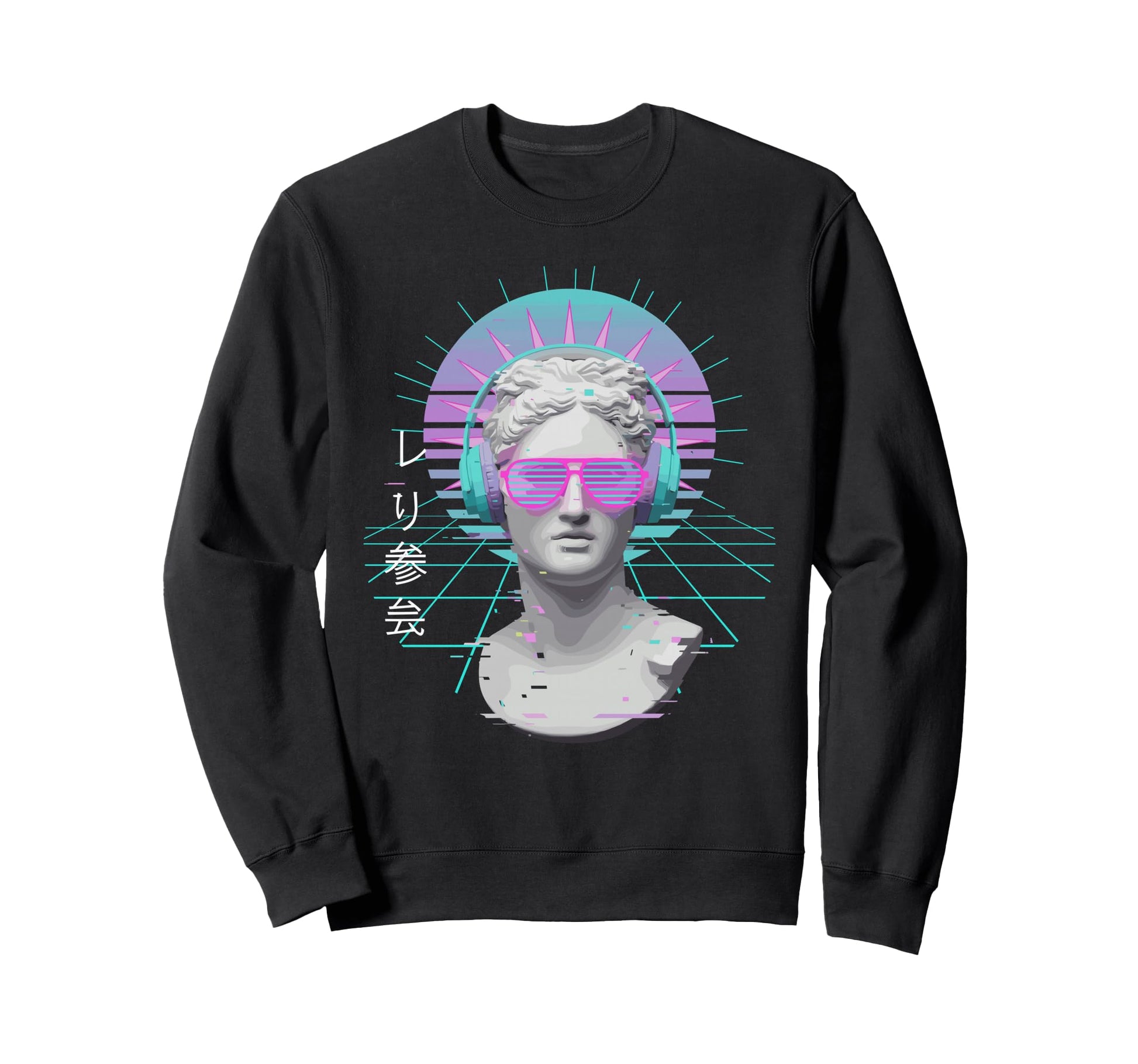 Vaporwave Fan Headphone Statue Sweatshirt - Aesthetic Graphic Men Women - T-Shirt, Sweatshirt, Hoodie