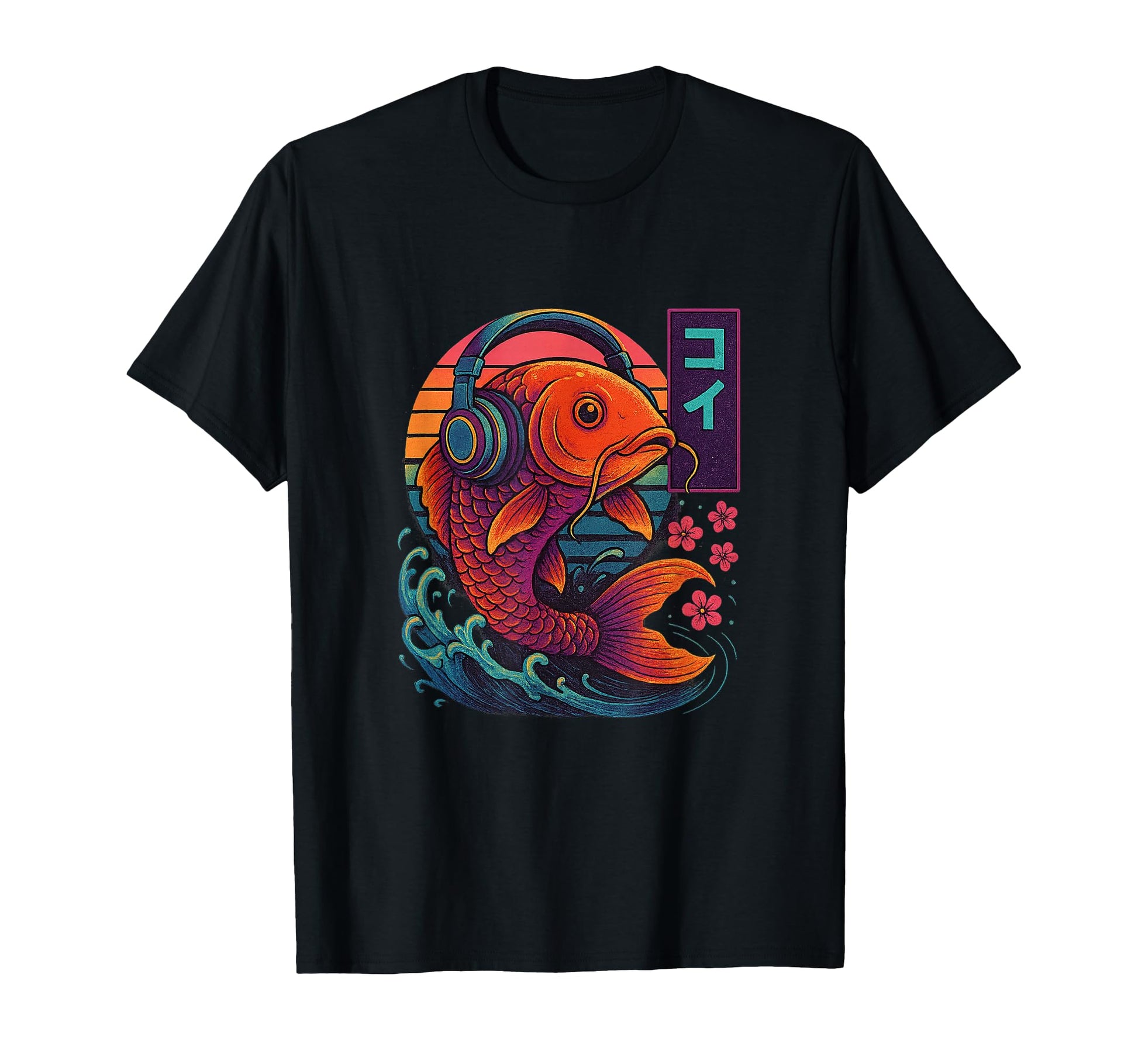 Headphones Carp Fish Flow Vaporwave T-Shirt - Novelty Apparel Men Women - T-Shirt, Sweatshirt, Hoodie