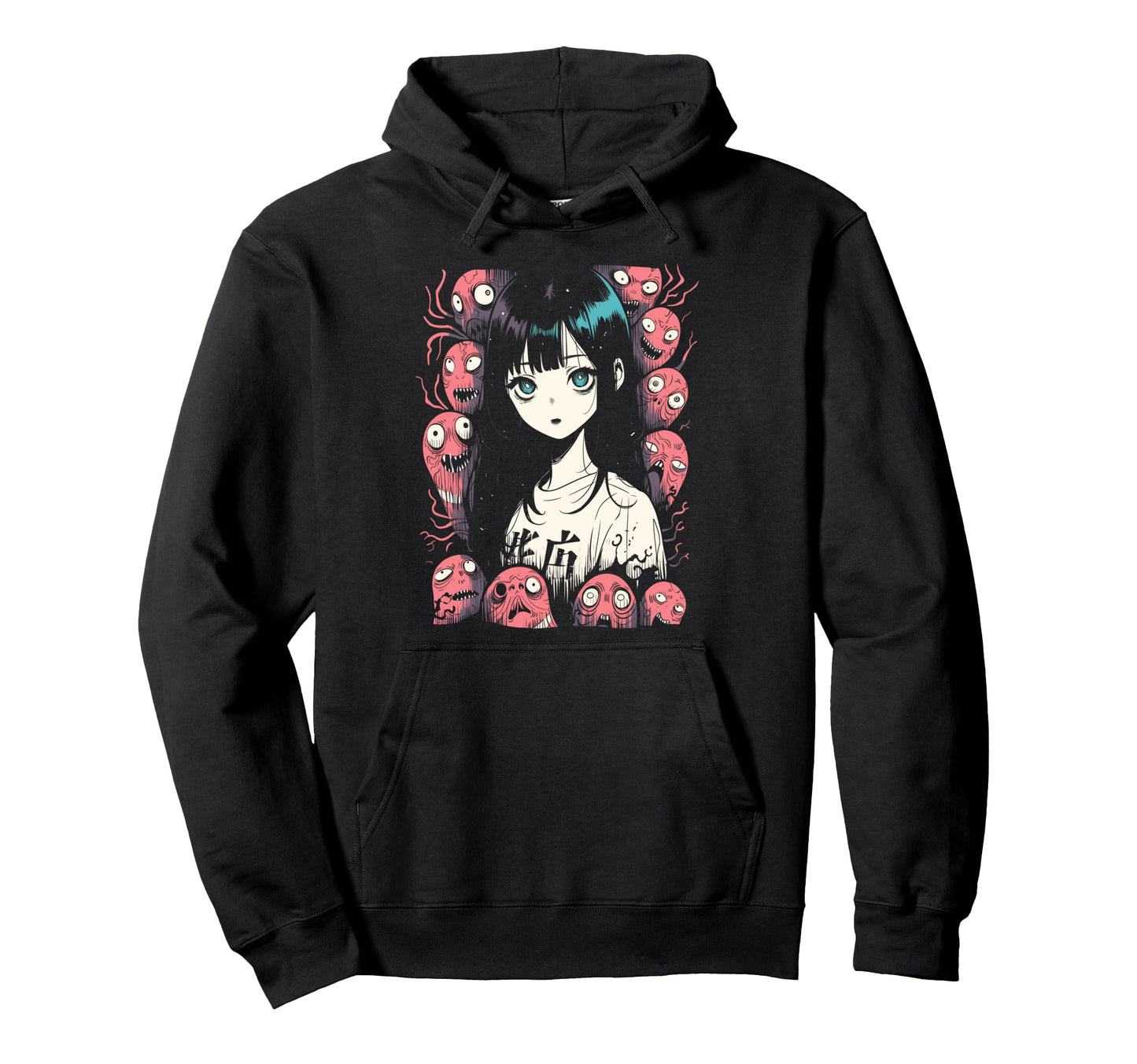 Goth Grunge Demon Anime Waifu Horror Alt Hoodie - Graphic Print Unisex - T-Shirt, Sweatshirt, Hoodie