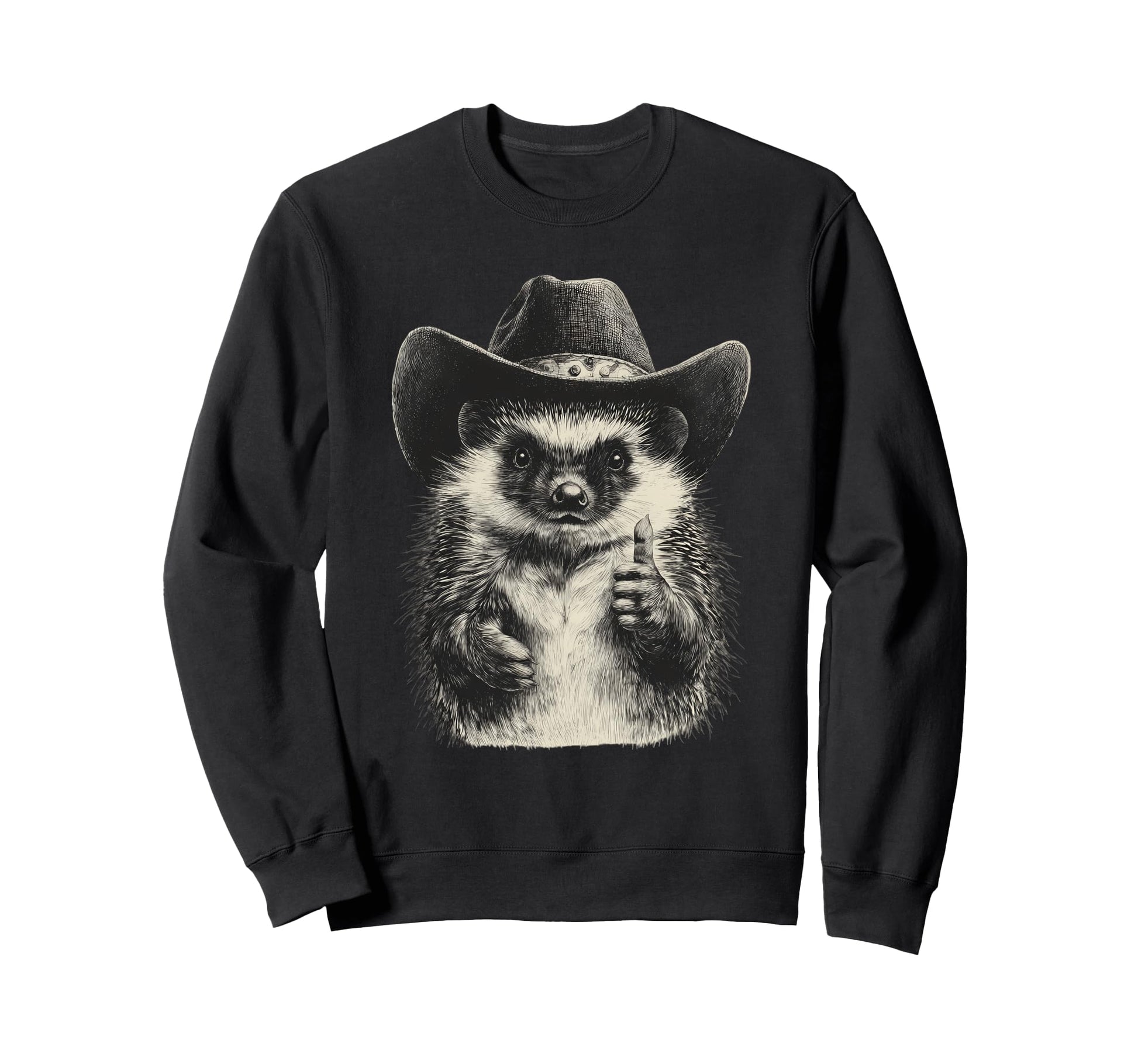Hedgehog Cowboy Rodeo Cowgirl Western Sweatshirt - Novelty Apparel Unisex - T-Shirt, Sweatshirt, Hoodie