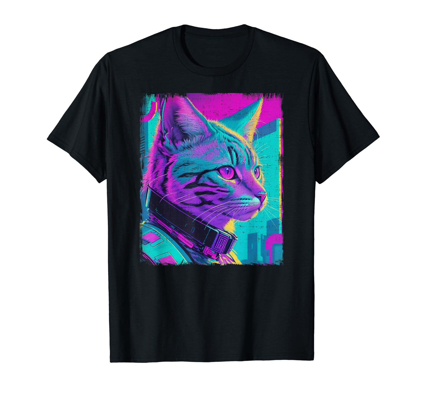 Cyberpunk Cat Vaporwave 80S Synthwave T-Shirt - Novelty Apparel Men Women - T-Shirt, Sweatshirt, Hoodie