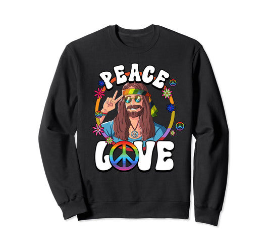 60S 70S Costume Peace Love Hippie Sweatshirt - Streetwear Style for Adults - T-Shirt, Sweatshirt, Hoodie