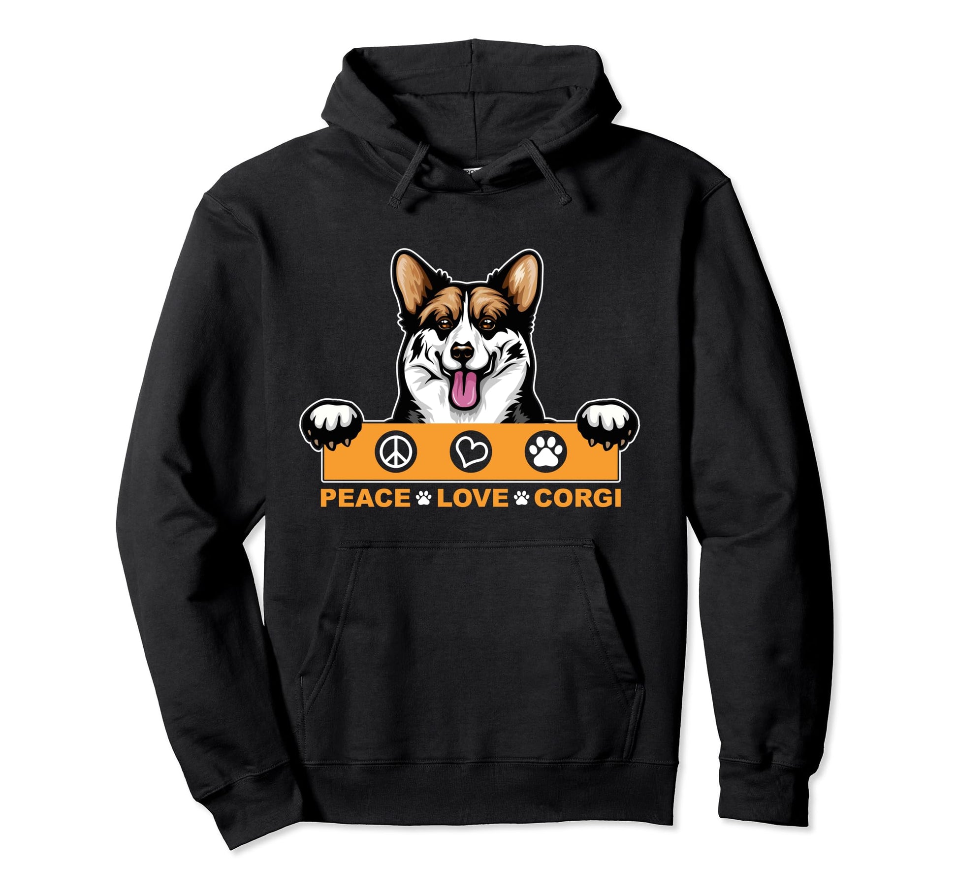 Peace Love Corgi Dog Pet K9 Gift Heart Hoodie - Custom Art Print Men Women - T-Shirt, Sweatshirt, Hoodie