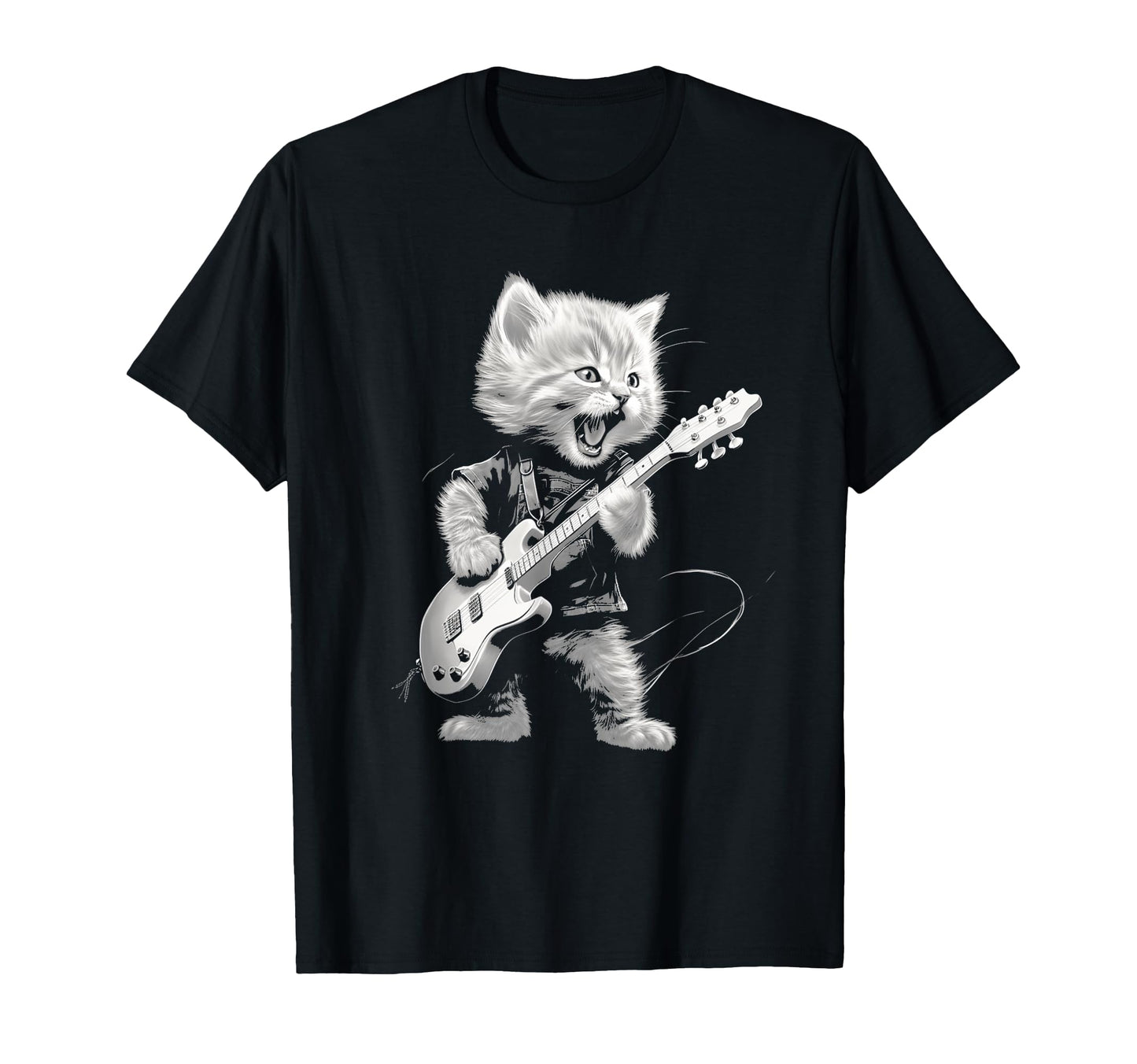 Rock Cat Playing Guitar Funny Guitar T-Shirt - Fun Novelty Design Unisex - T-Shirt, Sweatshirt, Hoodie